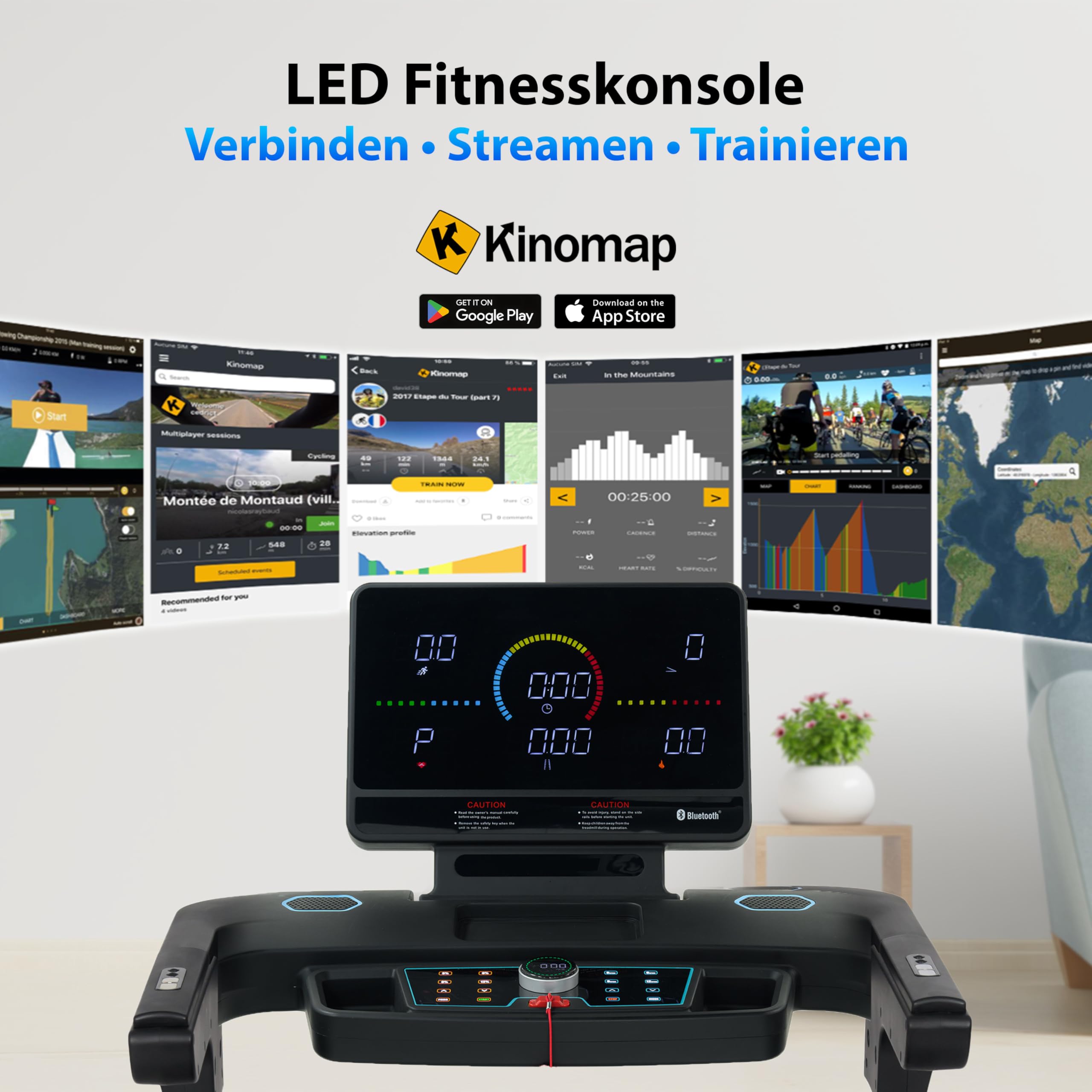 AsVIVA T16 Laufband klappbar, 18 km/h & 18% Steigung, 4 PS Motor, Bluetooth App kompatibel, induktive Ladefunktion, leise