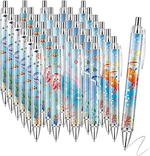 30 PCS Under Sea Ballpoint Pens Retractable Fish Shark Pens Under The Sea Party Favors with 1mm Black Ink Replaceable Pen Refill for Kids Birthday School Office Supplies Thanksgiving Christmas Gift