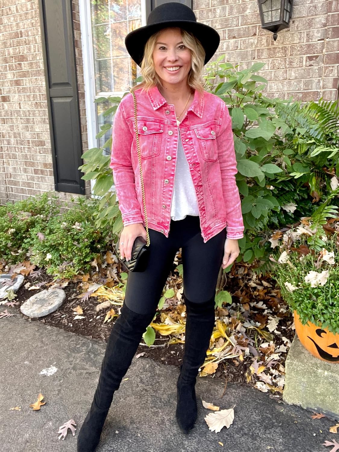 luvamia Women's Basic Button Down Stretch Fitted Long Sleeves Denim Jean Jacket - Image 3