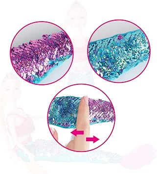 Mermaid Princess Doll Playset, Color Changing Mermaid, Dress Up Doll 12 and Dress Doll 3 and Dolphin, Color Change by by Reversing the Sequins Mermaid Toys for Little Girls and Play Gift Set Aged 3+