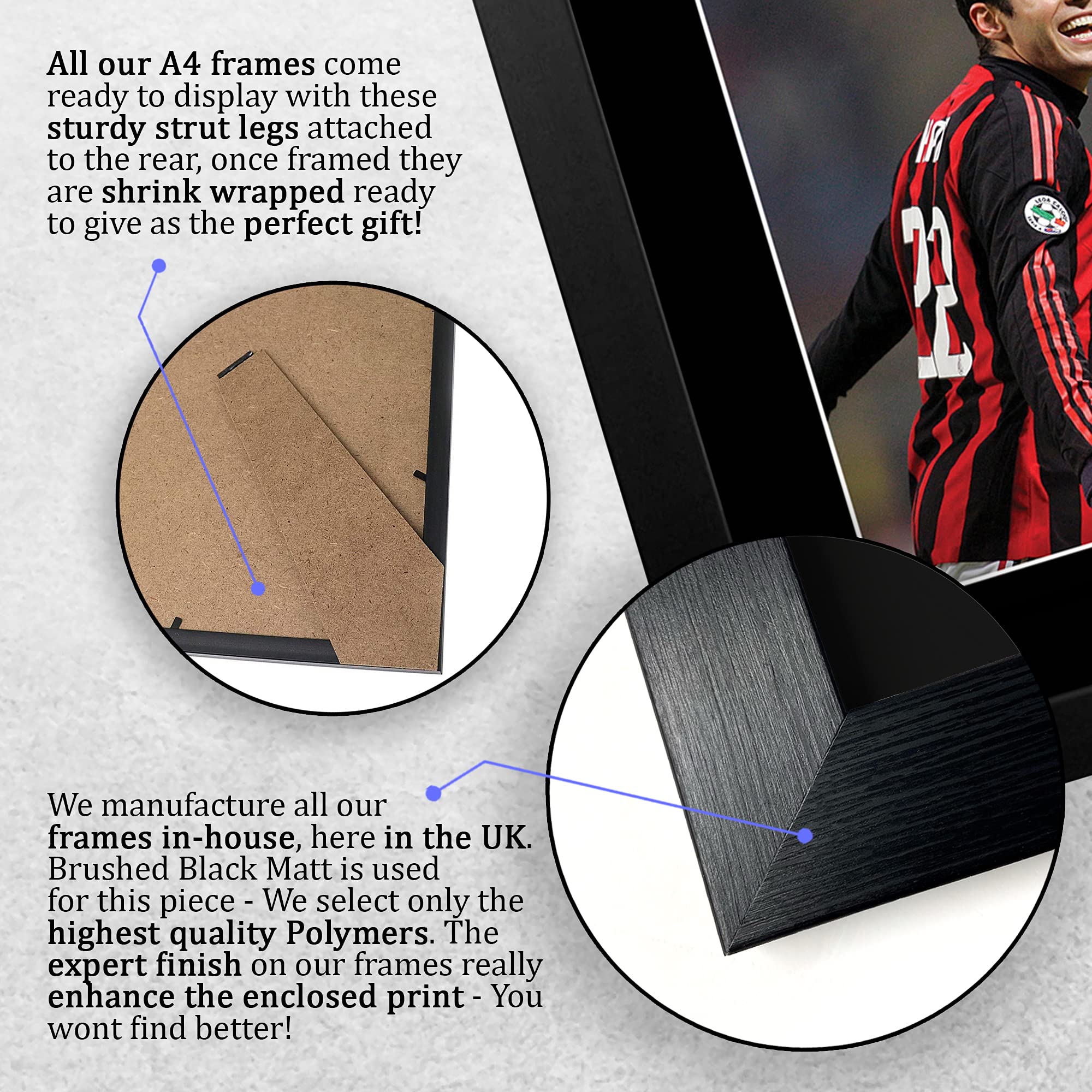 HWC Trading FR A4 Kaka A C Milan Regali Stampati Autografo Firmato Foto Per Gli Appassionati Di Calcio E Sostenitori - A4 Framed
