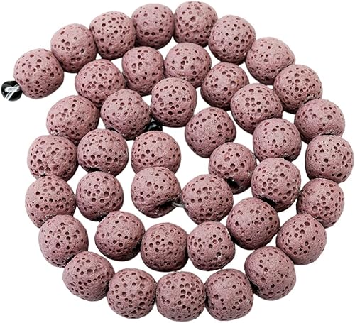 rockcloud Cuentas redondas sueltas de piedra de lava de 0.35 pulgadas (0.315 in) para hacer joyas, accesorios