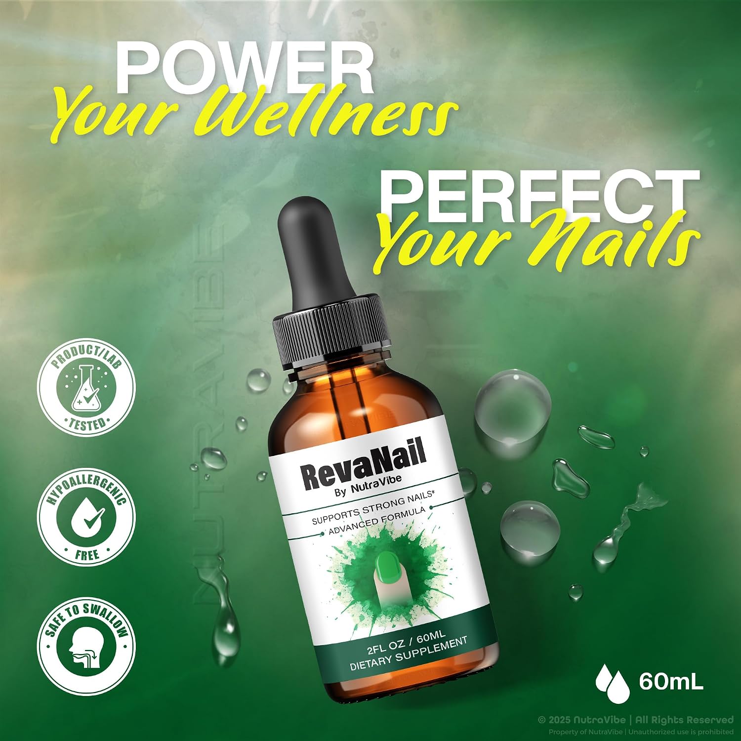 (2 Pack) RevaNail – Premium Nail Drops Formula with Science-Backed Ingredients, Reva Nail Supports Healthy Nails, Skin Hydration, and Foot & Toenail Care | Easy-to-Use Daily (60 Servings)