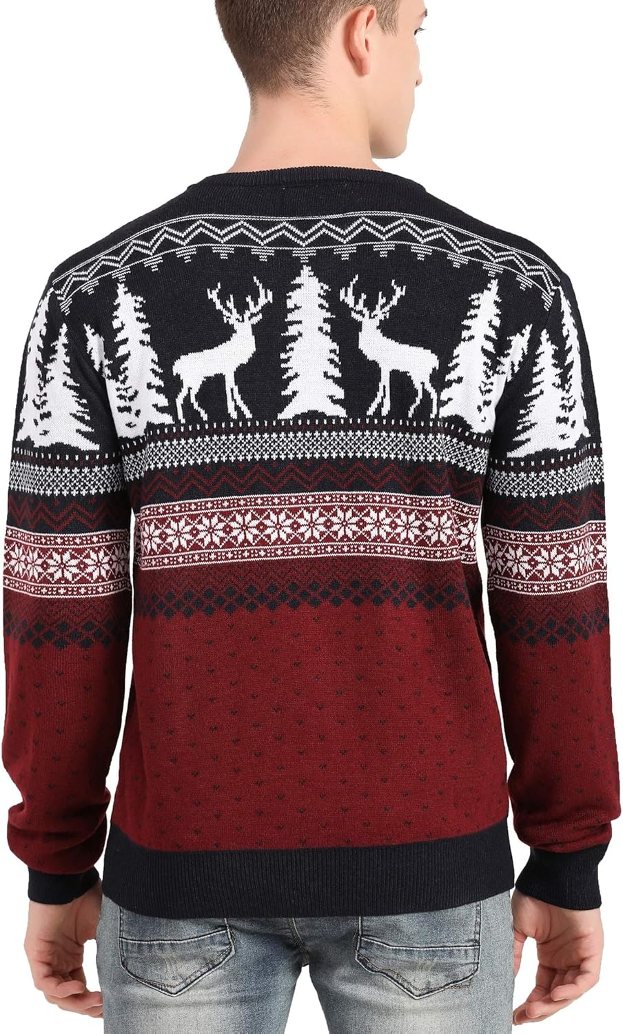 v28 Men's Christmas Reindeer Snowman Penguin Santa and Snowflakes Sweater - Image 5