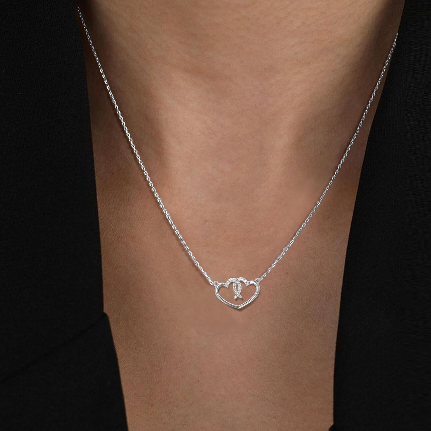 VIR JEWELS 1/6 cttw Lab Grown Diamond Heart Pendant Necklace in .925 Sterling Silver Round Prong Set Size 1/2 Inch - Image 4