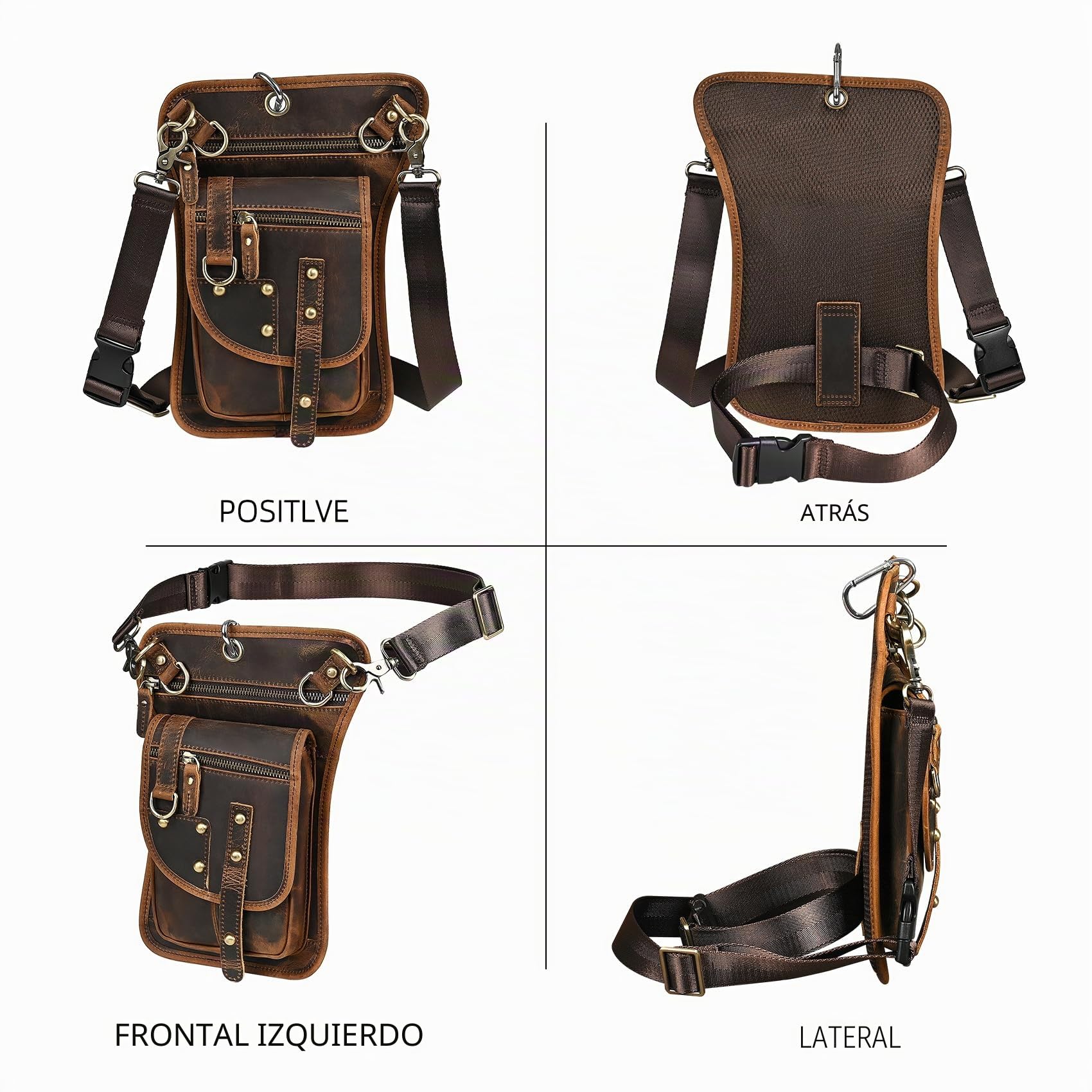 Lona Impermeable + Cuero -Motocicletas -Senderismo-Bolsillos-Los Bolsillos de Fanny-Bolsa de Muslos y piernas-Bolsa de Cadera-para Hombres y Mujeres 211-6