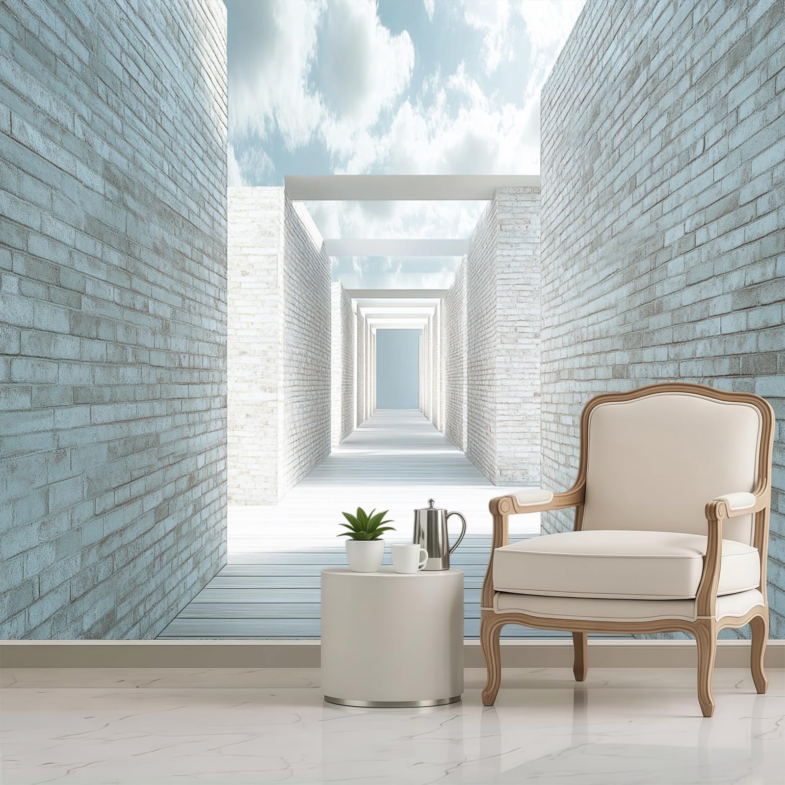 Carta da Parati Murale Muro di mattoni in stile retrò 200 x 140 cm Fotomurale Bianco Decorazione Parete Moderna per Soggiorno Camera da Letto