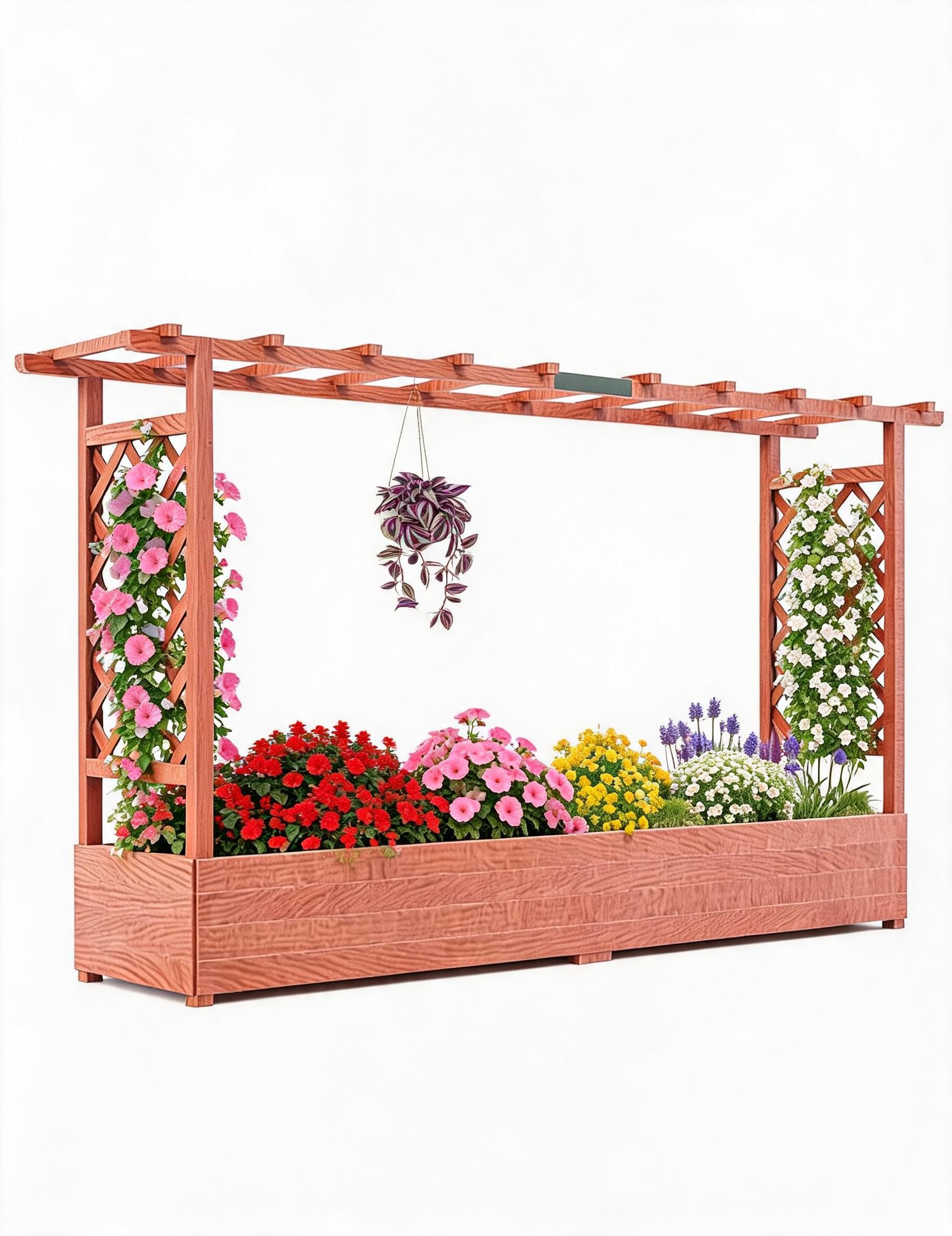 Garveemore Orange Wooden Raised Garden Bed With Trellis