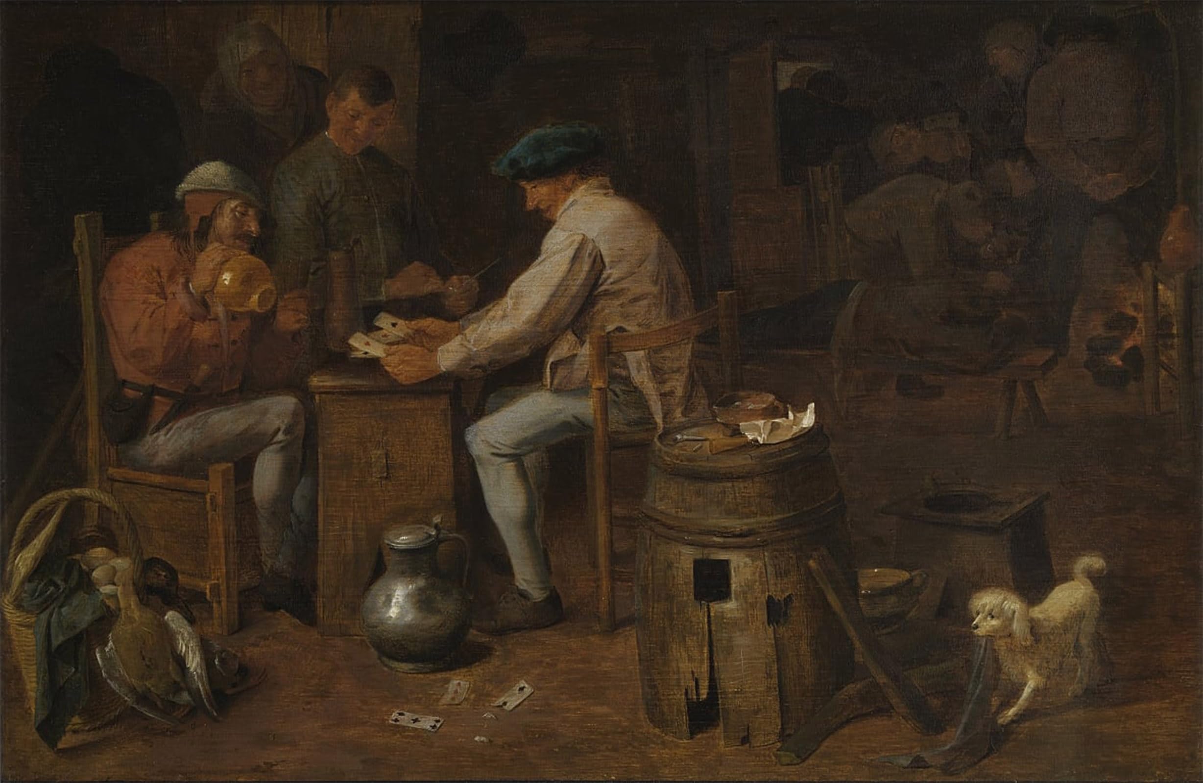 Serendipitp No Frame Vintage Picture Print On Canvas Wall Art Poster The Card Players By Adriaen Brouwer Artwork Print Poster For Wall Decor 60X90cm