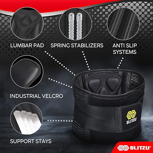 Miniatura 2 de BLITZU Soporte de espalda para hombres para la parte baja de la espalda. Productos para aliviar el dolor que apoyan tu espalda baja y superior,