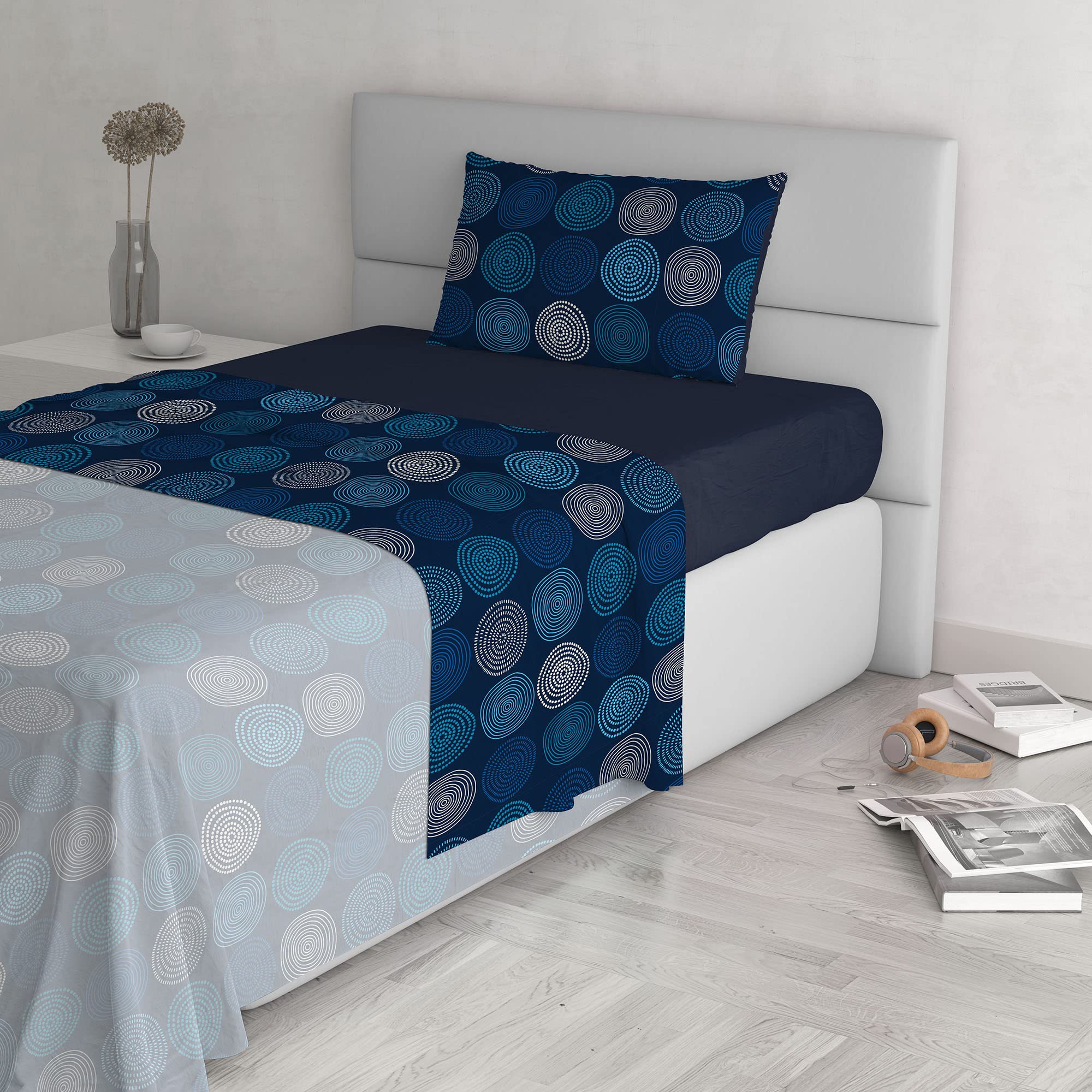 Completo Letto Fantasy In Microfibra - Lenzuola Matrimoniali Morbide Con Angolo Elastico, Made In Italy