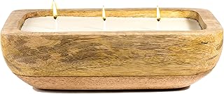 GURU JEEâ„¢ Mango Wood Urli 3 Wick Organics Starry Night Scented Candle | Smokeless Premium Soy Wax, Cotton Wick and Wooden Urli | Aromatherapy, Home Decor, Luxury Gift | Burn Time Upto 40 Hours