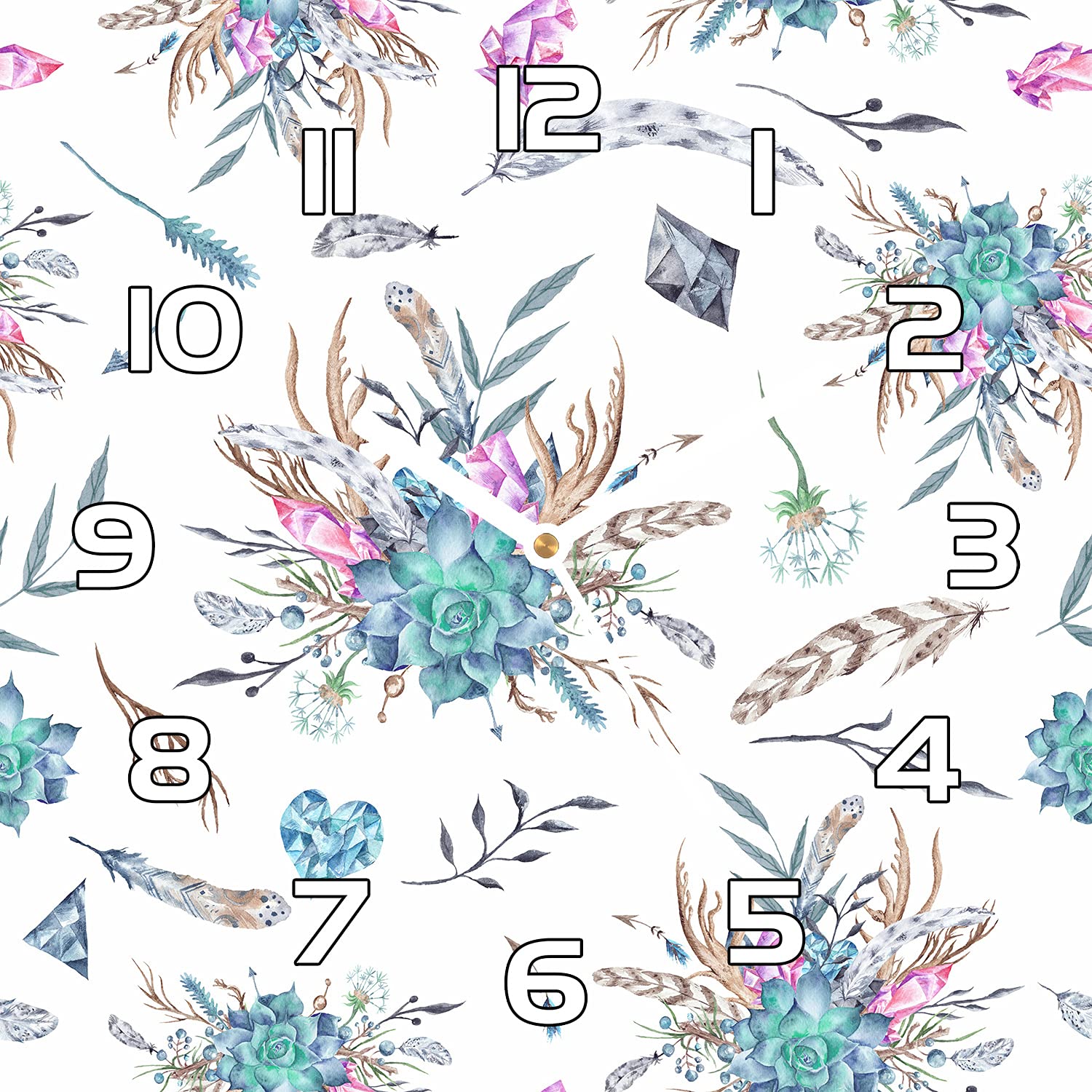 Horloge murale pour cuisine et salon moderne en verre de sécurité aux tons plumes pastel 30x30