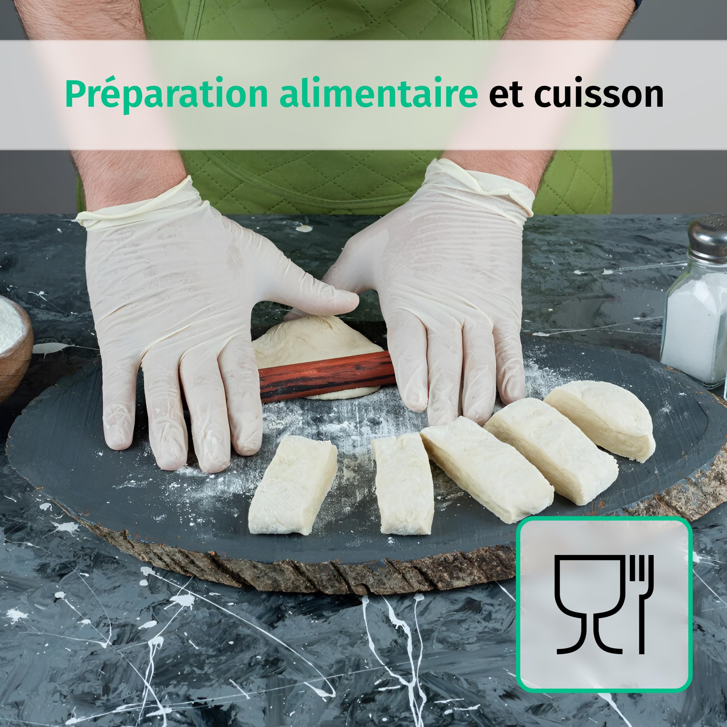 Guants en latex, 1000 pièces 10 boites (S, Blancs), Gants d'examen jetables, sans poudre, médicaux, articles sanitaires pour le nettoyage des cuisines, la préparation des aliments, à usage unique, non