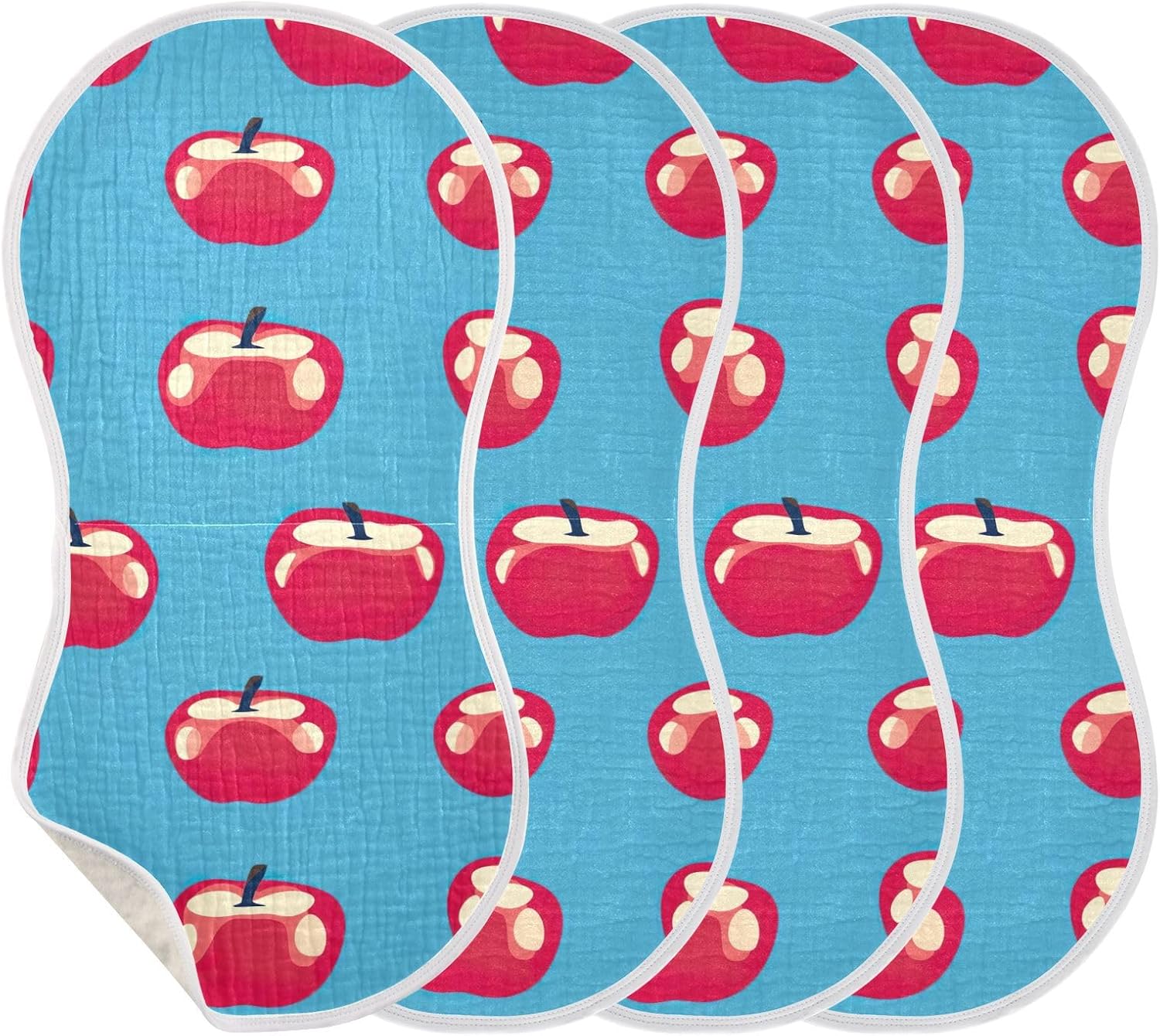 Vintage Apples (1) Muslin Baby Burp Cloths Feeding Cloths Face Towel Soft and Absorbent Bibs for Newborn Boys Girl- 4 Pack