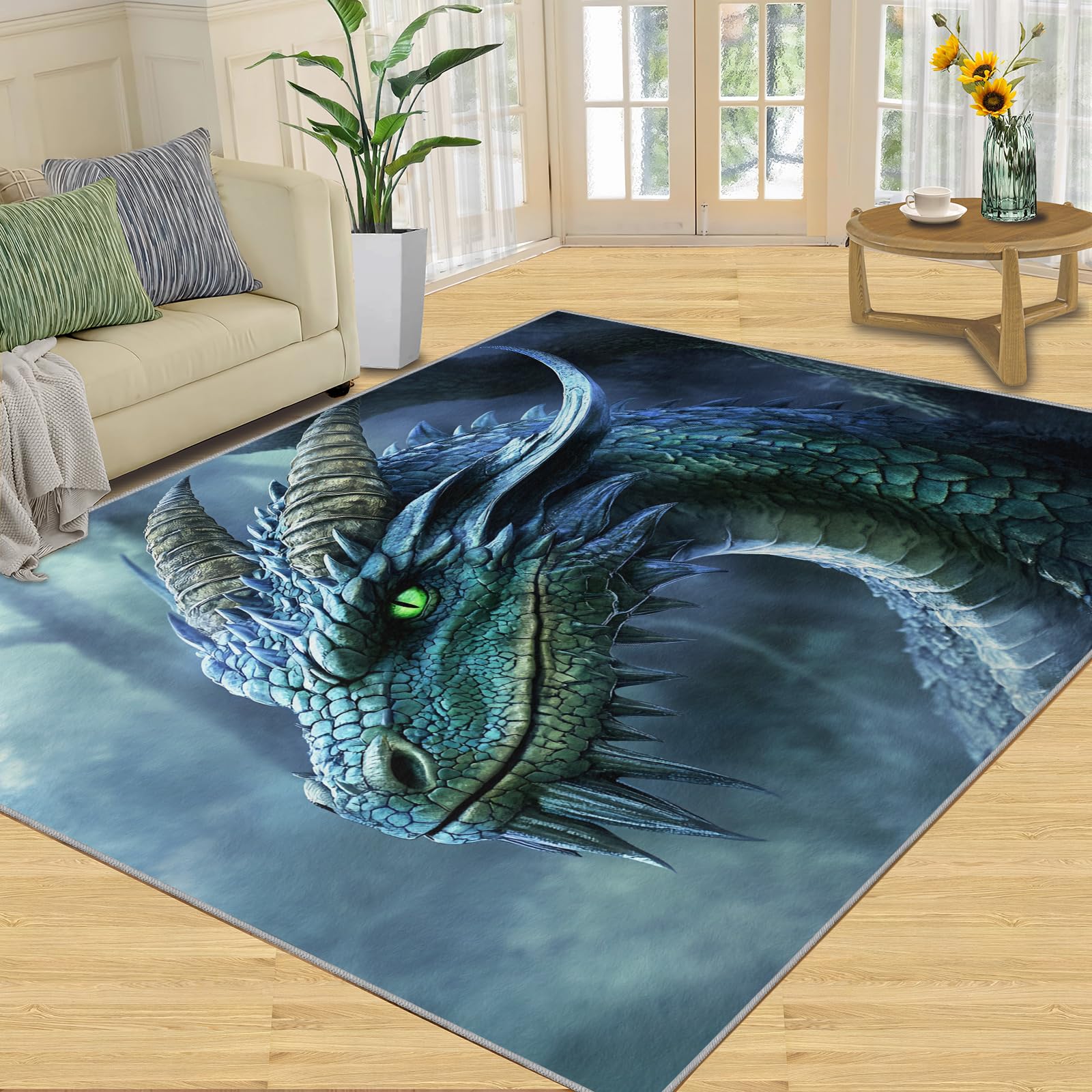 Tapis dragon 120 x 180 cm grand tapis de sol doux pour salon et cuisine