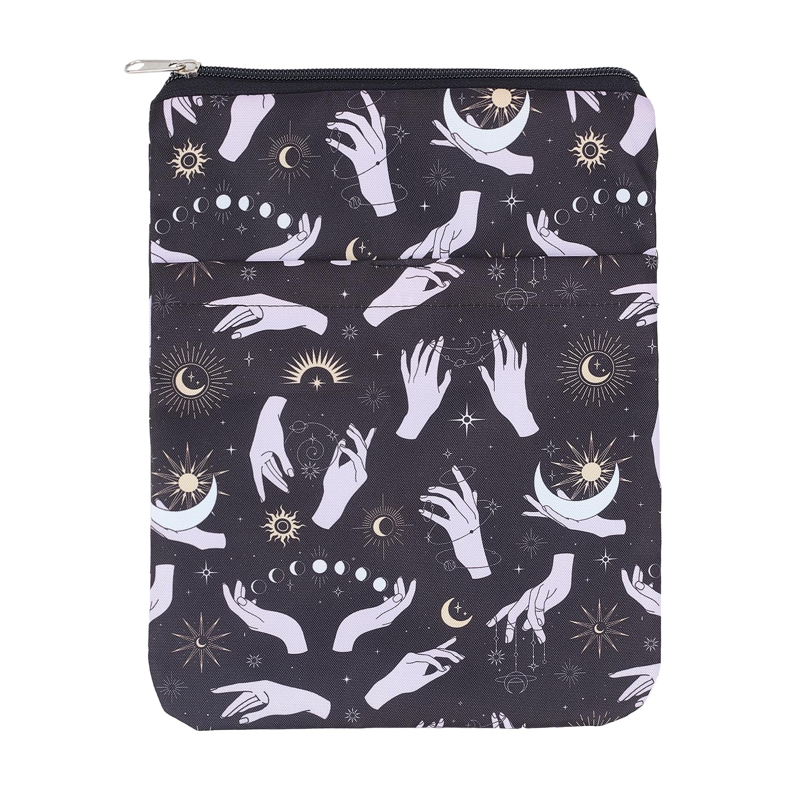 NICENEEDED Tarot Washable Fabric Book Cover with Zipper, Multifunctional Book Sleeve for Paperbacks
