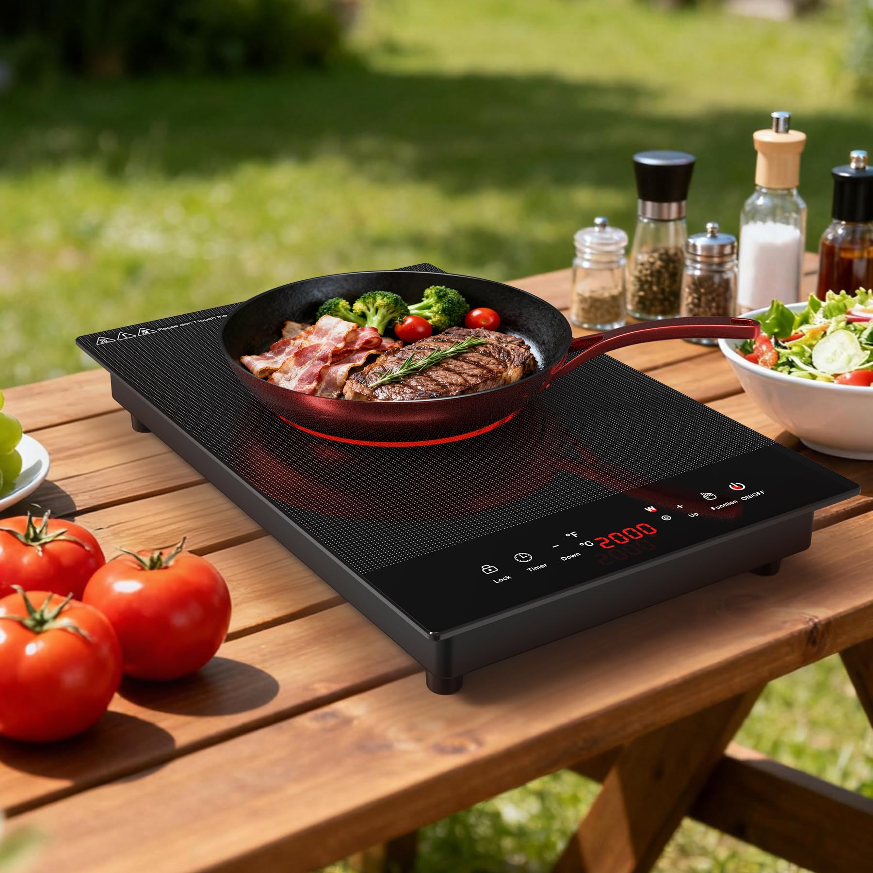 Electric Cooktop, ANHANE 1800W Portable Stove Top, 12" Infrared Single Burner Hot Plate for Cooking, Countertop Ceramic Radiant Cooker with Timer & Child Lock, All Cookware Compatible for RV/Dorm view 8