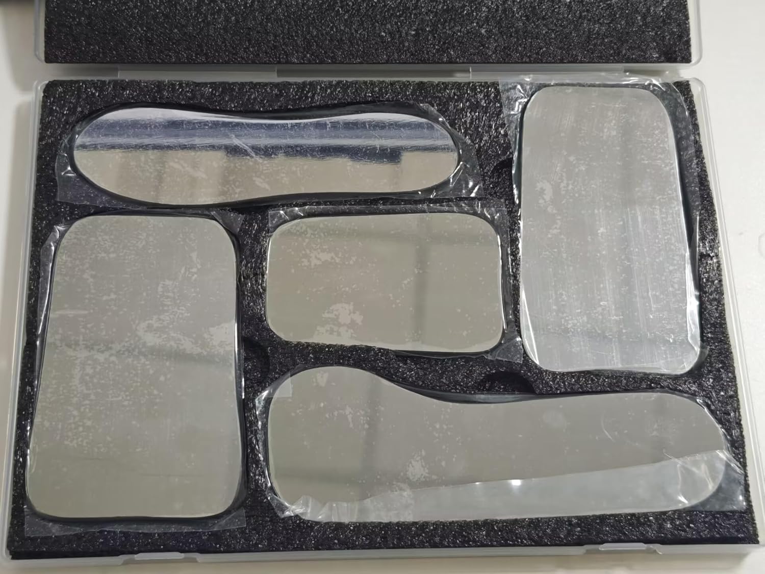 Double-Sided Glass Reflector, 5 Piece Dental Intraoral Photography Mirror Set, Rhodium Plated Oral Inspection Kit，Dental Occlusal Photographic Mouth Mirror