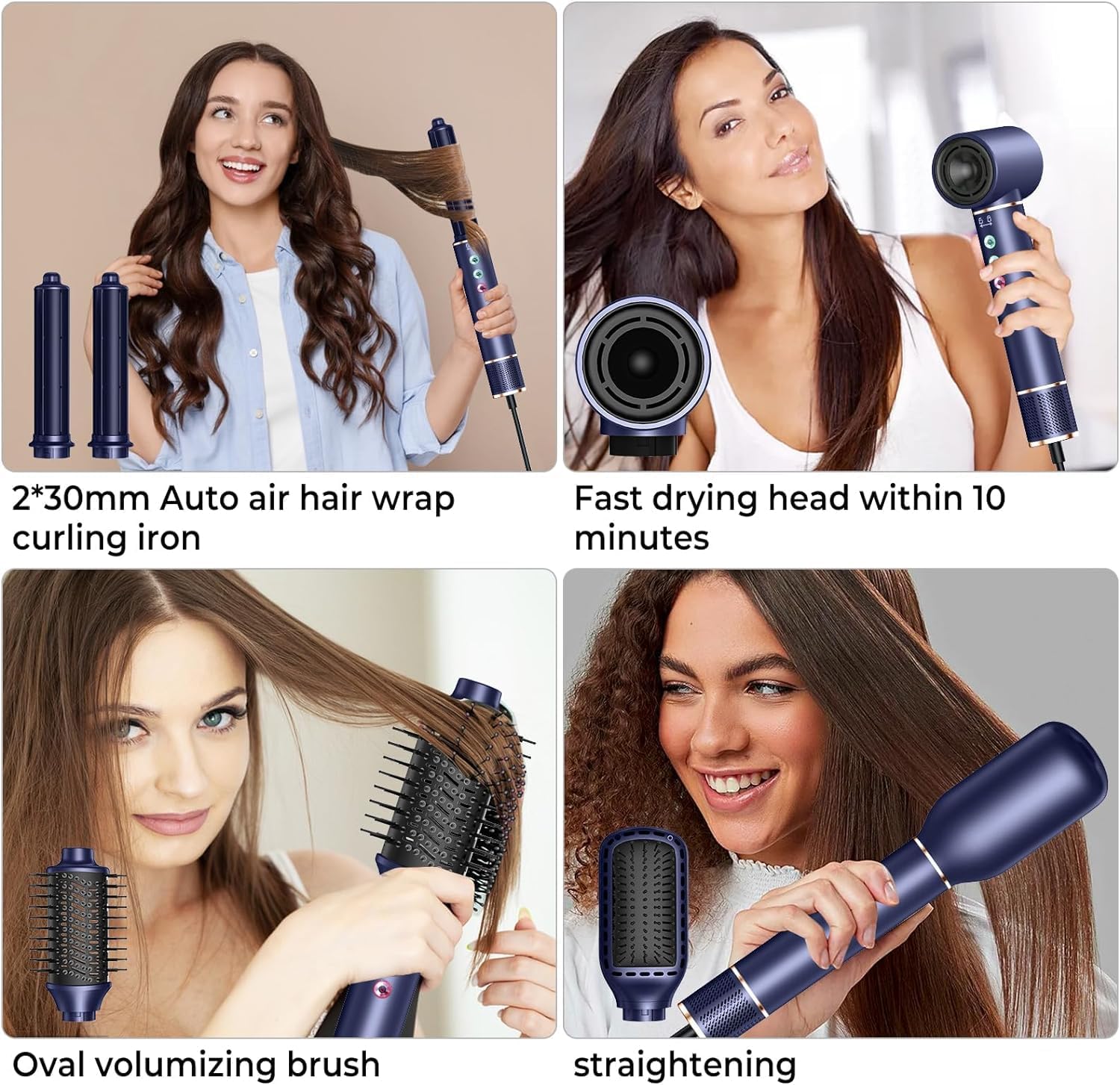 Air Styler 5 en 1 Secador de Pelo 110 000 rpm 20 m/s Cepillo Alisador Rizador 340 g