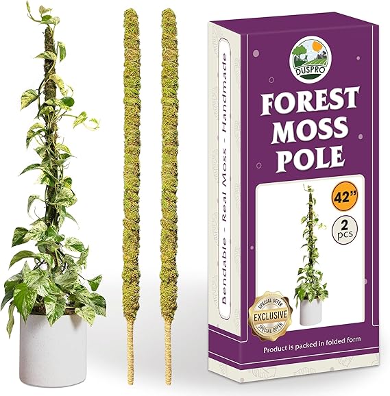 Duspro 42 Inch Pack 2 Tall Moss Pole for Plant Monstera Bendable Plant