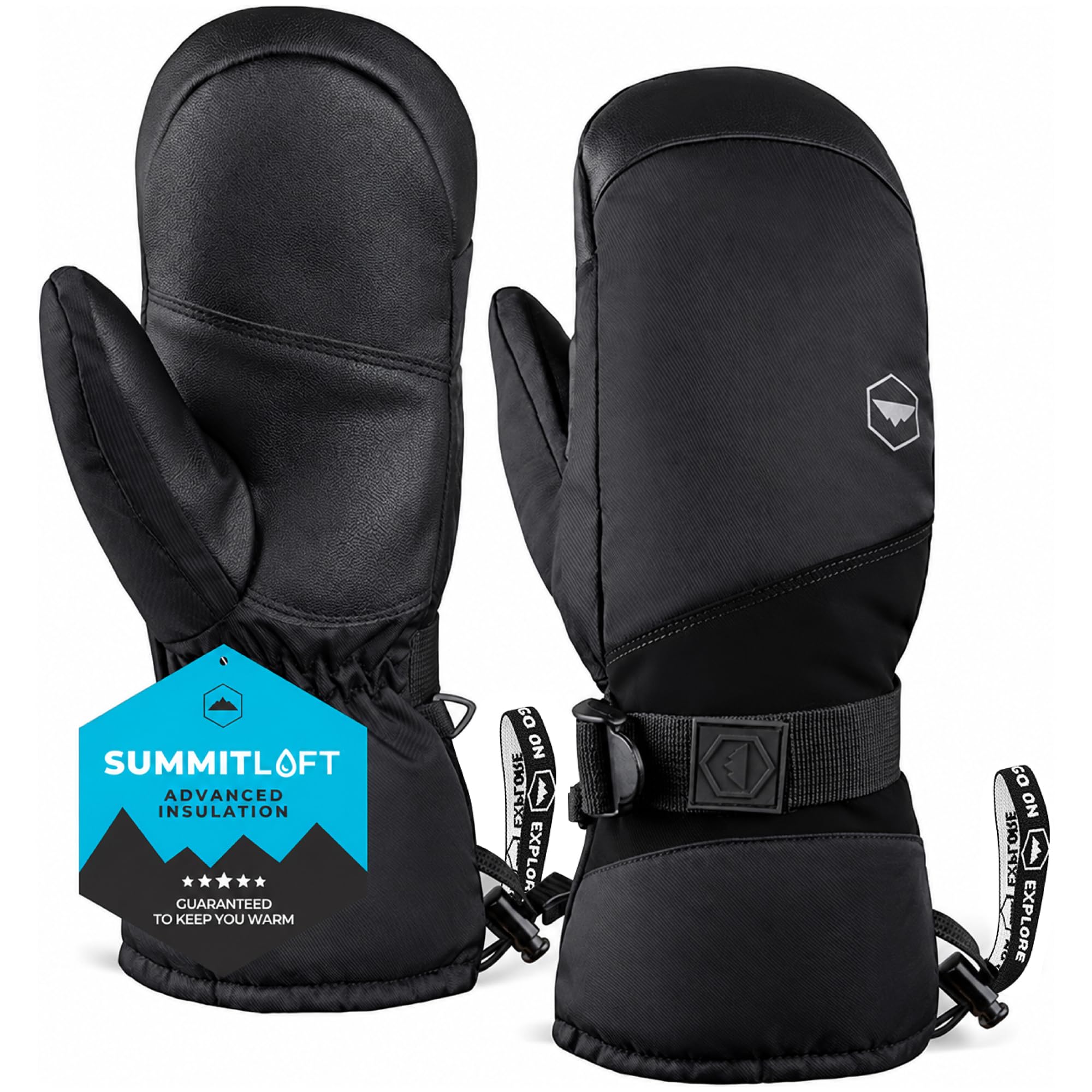Tough Outdoors Ski Mittens - Waterproof Snow Mittens for Women &amp; Men - Insulated Winter Snowboarding Gloves for Cold Weather