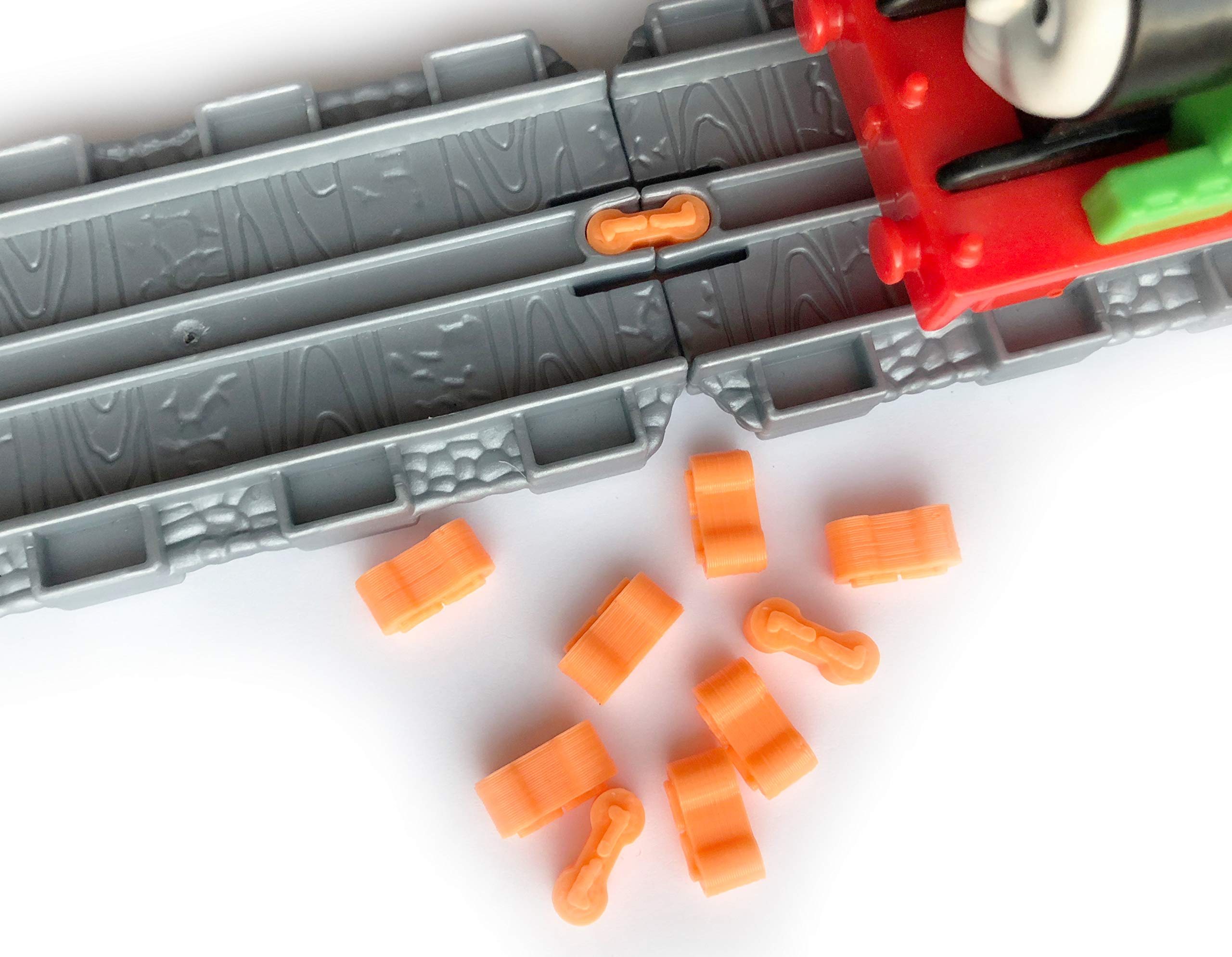 TrainLab Take-n-Play Dog Bones Train Track adapters. Connects Female to Female Take-n-Play Tracks (10pcs) (Orange)