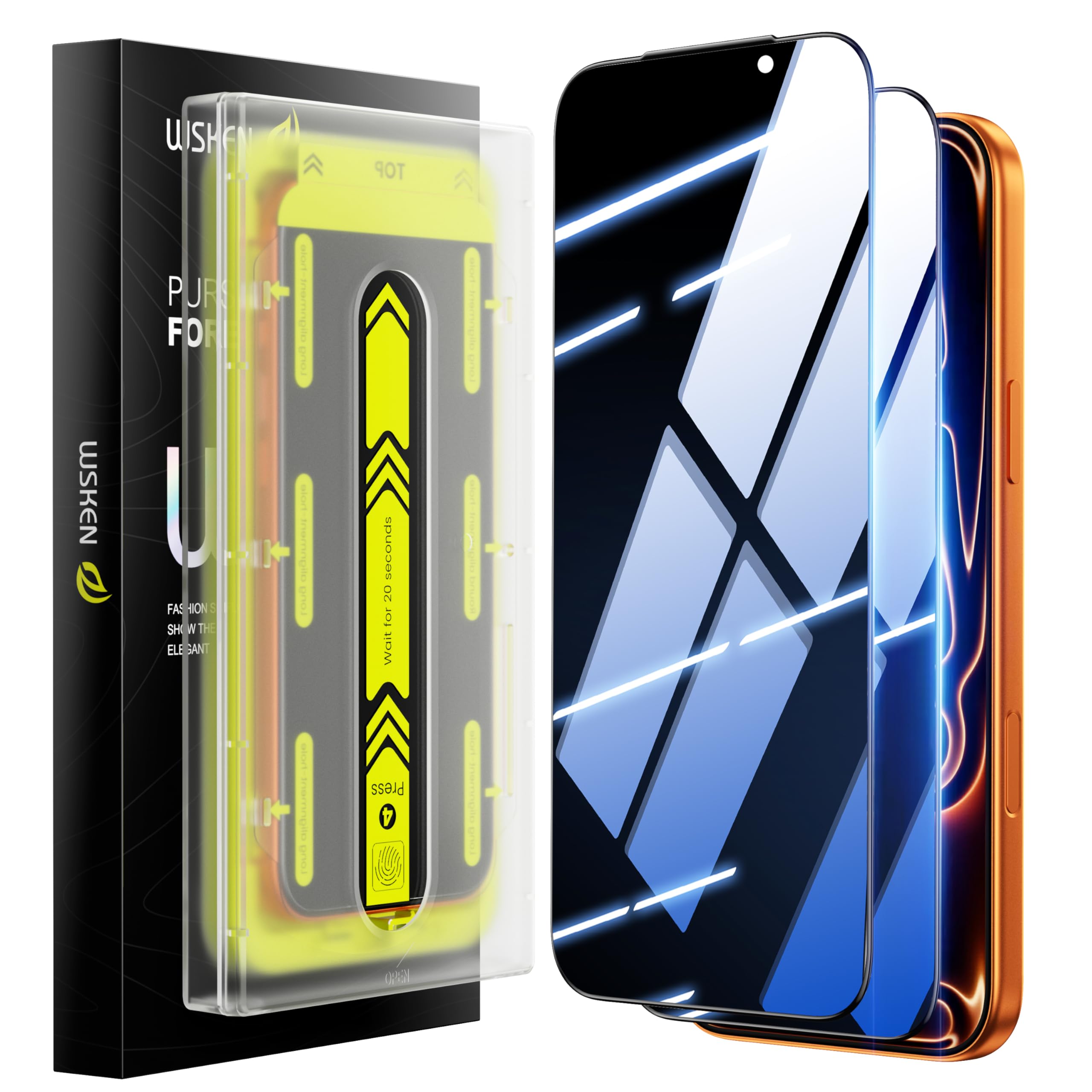 WSKEN for iPhone 17 Pro Privacy Screen Protector - [25° Anti-Spy] [Auto-Dust Removal] [Top 9H+ Tempered Glass] 12FT Shatterproof Military Grade Flim Easy Install i Case Friendly, 2 Pack