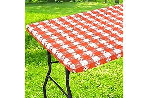 White & Orange Rectangle Picnic Table Cloth