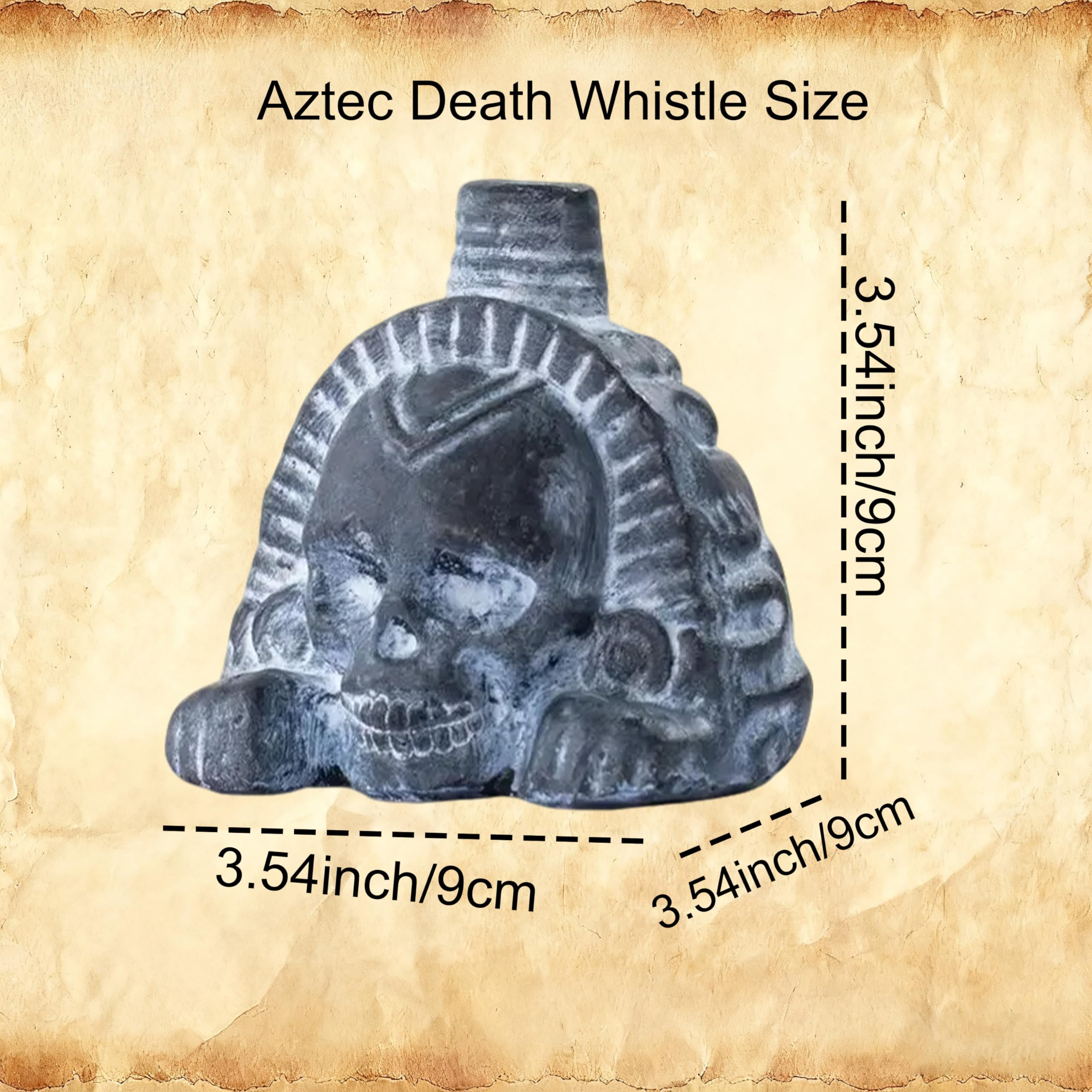 Fischietto della morte azteco, 125 decibel, vero e proprio teschio umano che urla, per Halloween e il giorno dei morti (nero A)