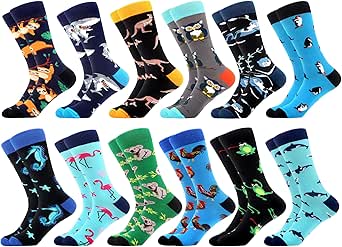 81ohY7Q7mNL. AC SY445 SX342 QL70 ML2 2025 WeciBor Colores Divertidos Calcetines Estampados Hombre de Moda Calcetines con Algodón 12 Pares