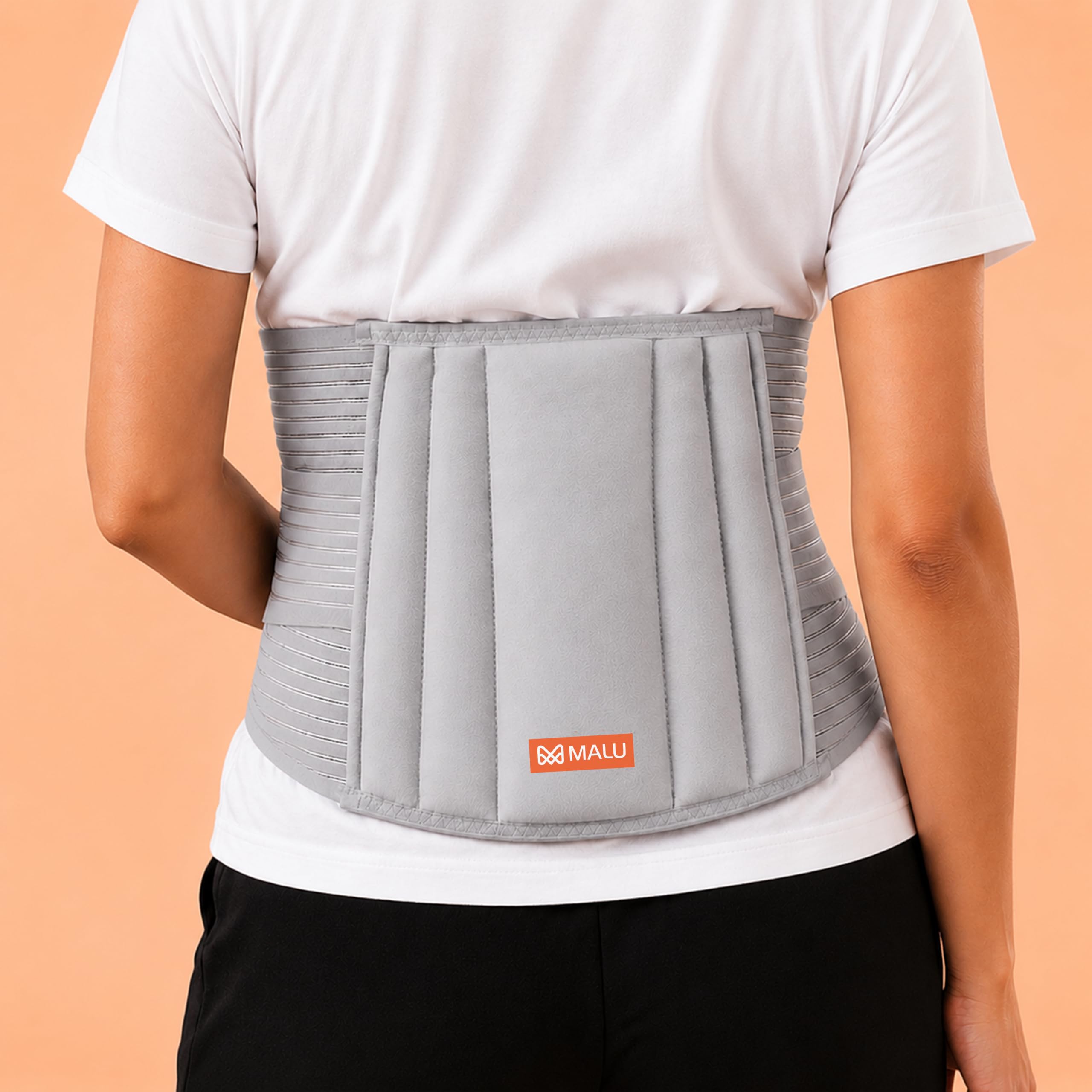 MALU HEALTHCARE Adjustable Back Support Belt for Pain Relief & Lower Back Support Lumbar Belt for Men & Women,Posture Correction, and Spine Support, Aluminium-image-1