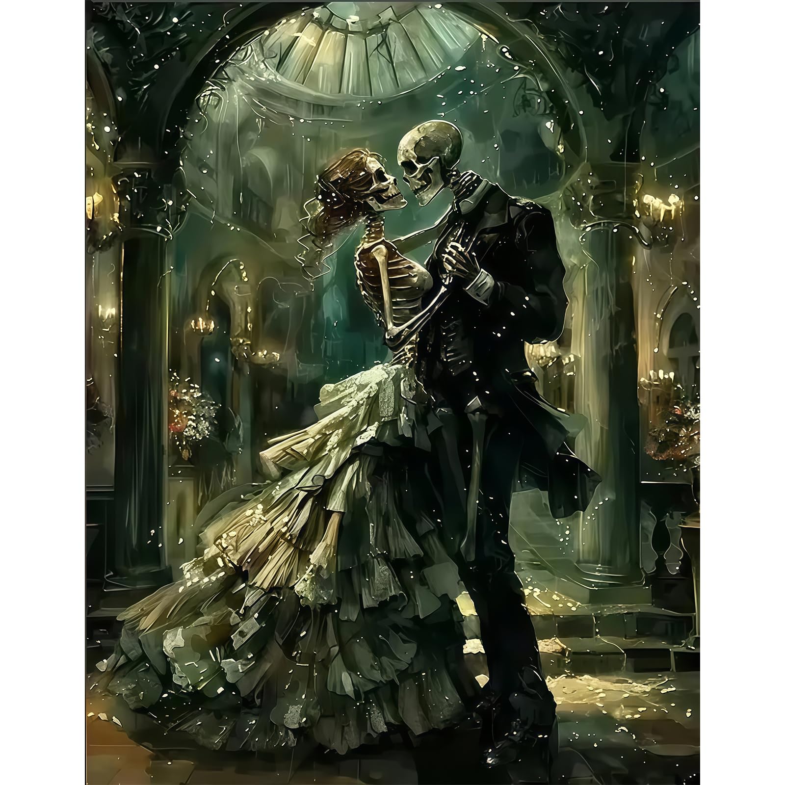 Vesavifaka Diamond Painting Kits, 5D DIY Diamond Art Kits for Adults, Gothic Romantic Skeleton Lover Diamond Painting Kits, Full Drill Rhinestone Gem Diamond Art Kits Craft for Home Wall Decor