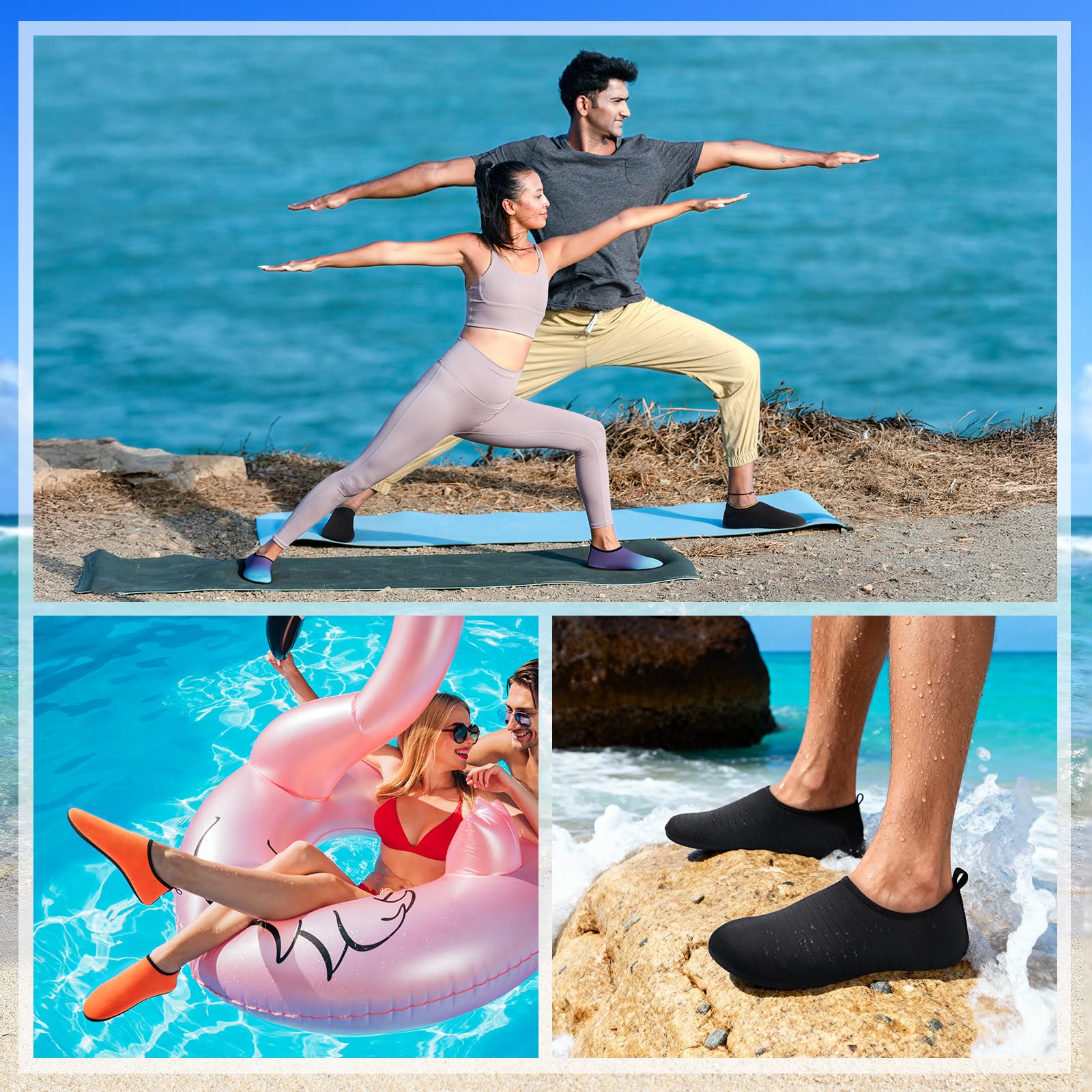 Tanamo Zapatos de agua para mujeres y hombres, calcetines acuáticos de secado rápido, natación, playa, descalzo, yoga, ejercicio, accesorios deportivos, piscina, camping, imprescindibles para adultos