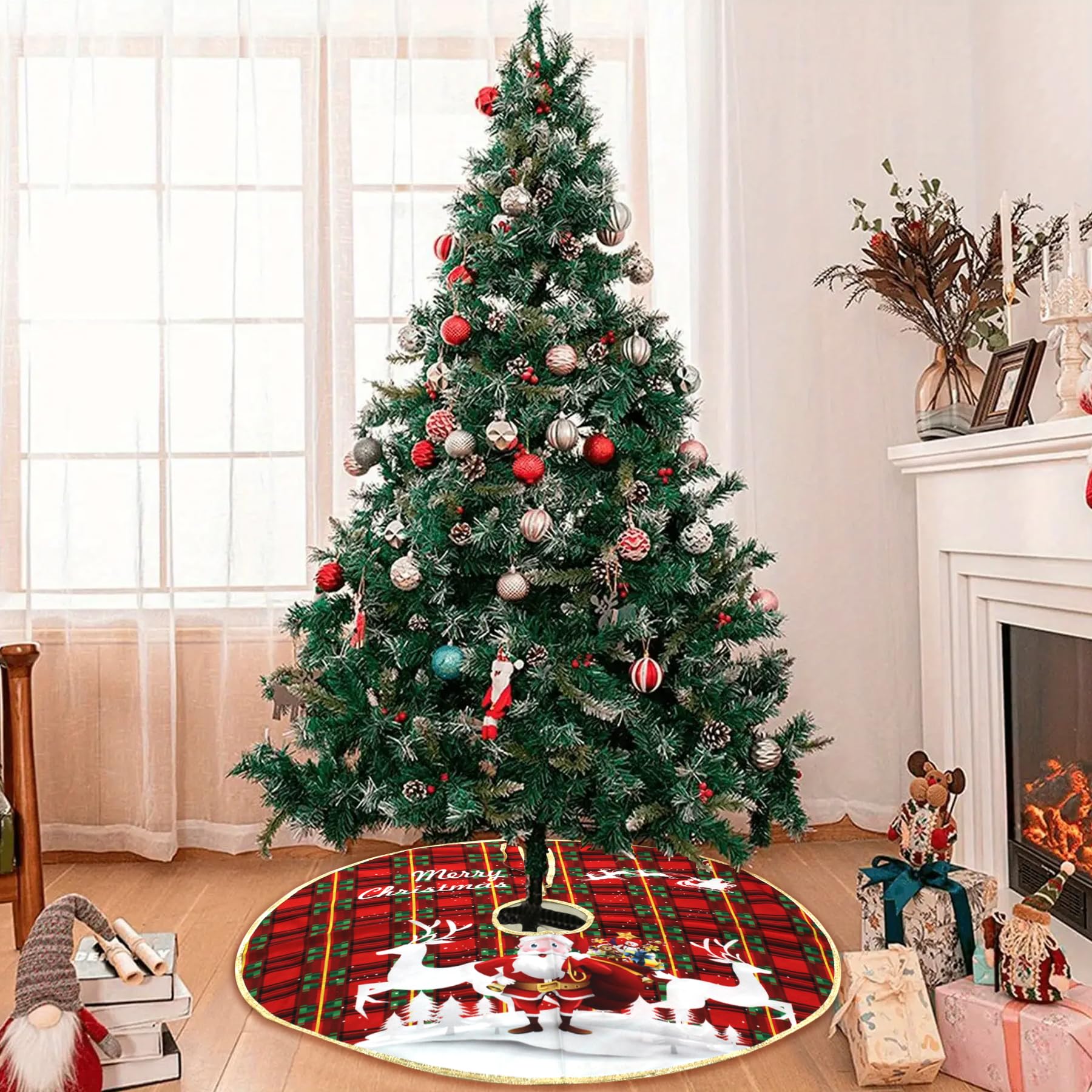 TIED RIBBONS Christmas Tree Skirt (23 inch, Multicolor) Round Cloth Premium  Fabric Double Layered Thick Xmas Tree Skirt Base Mat Cover Holiday Party  Decoration - Christmas Tree Decorations Item : Amazon.in: Home