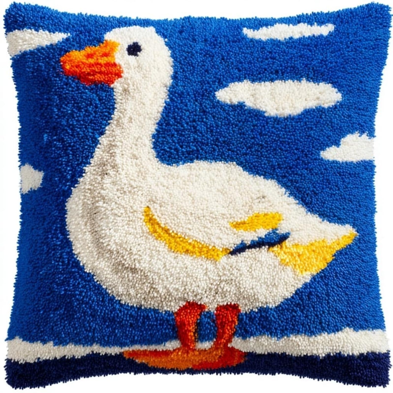 WallustrioaW Latch Hook Pillow Cover Making Kit 43x43cm,Cartoon Goose