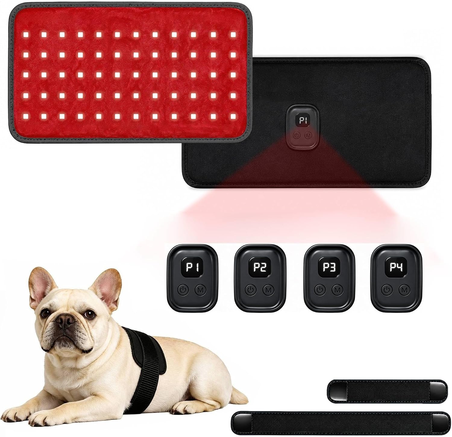 4 Modes Cordless Infrared Pets Red Light Therapy Belts Timer LCD Screen