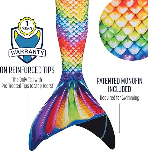 Miniatura 2 de Fin Fun - Cola de sirena auténtica para niños, resistente al desgaste, para nadar, monoaleta incluida