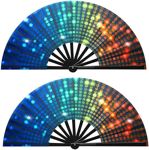 Miniatura 16 de Ventilador de mano plegable grande, ventilador de mano plegable para mujeres, abanicos de mano, ventilador de mano chino de Kung Fu Tai Chi para