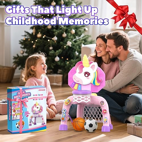 Miniatura 8 de Aro de baloncesto y portería de fútbol para niños de 1, 2, 3 años, juguete deportivo con música de sonido ligero, juguetes para bebés y niños