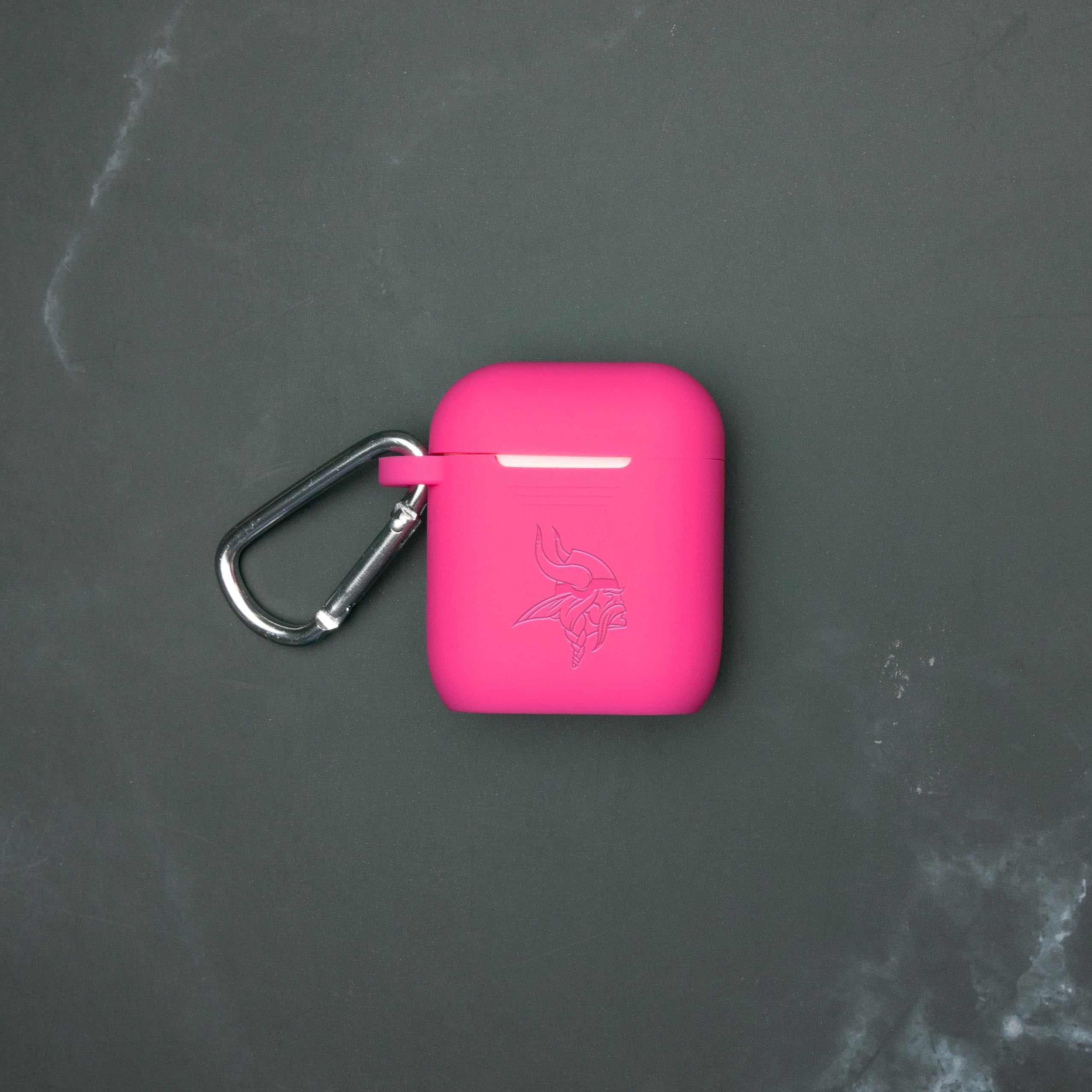 GAME TIME Minnesota Vikings Engraved Silicone Case Cover Compatible with Apple AirPods Gen 1&2 (Pink)