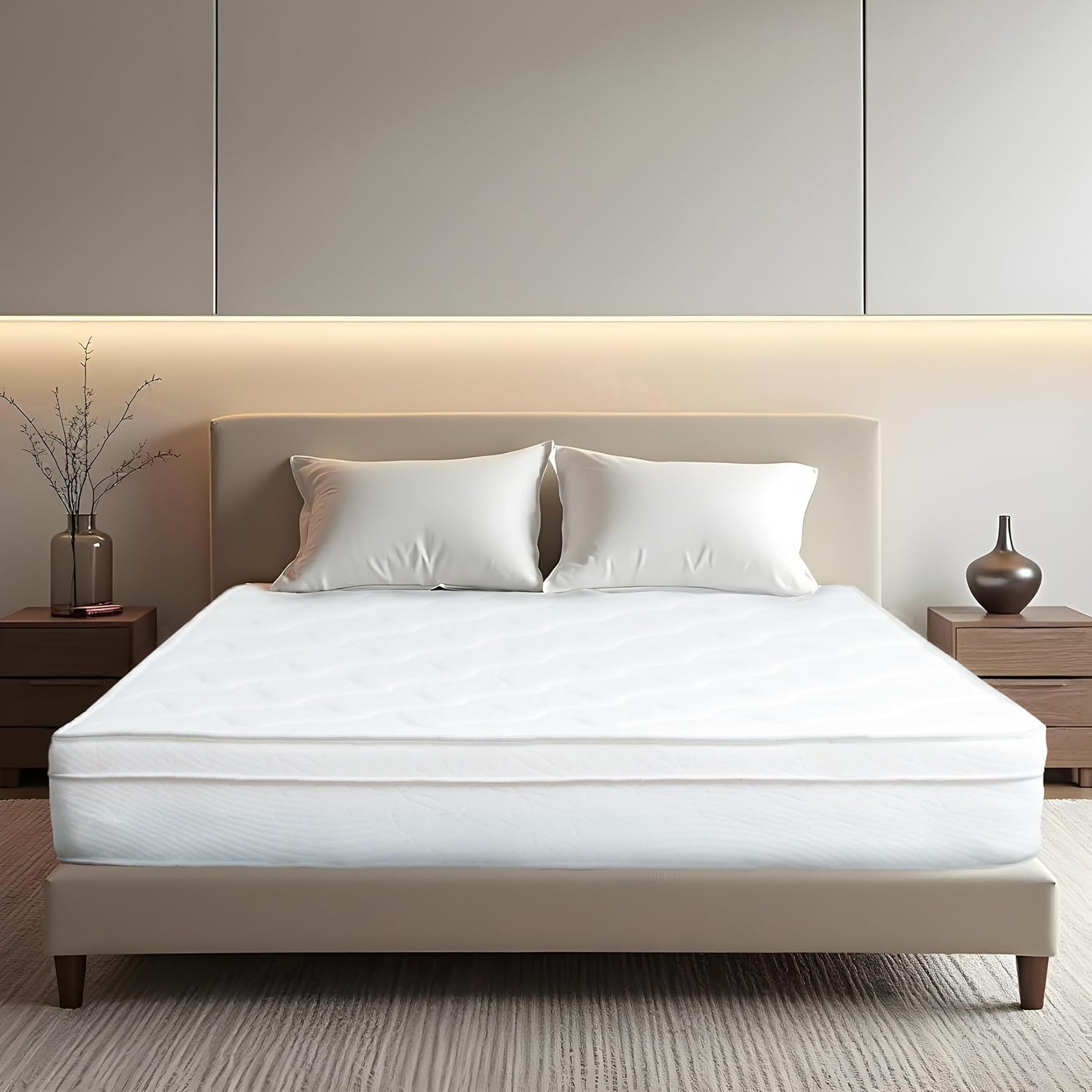 8 Inch King Size Mattress - High Density & Premium Comfort Cold Foam - Bonnell Coil Springs - Hybrid King Bed Mattress - Medium Firm