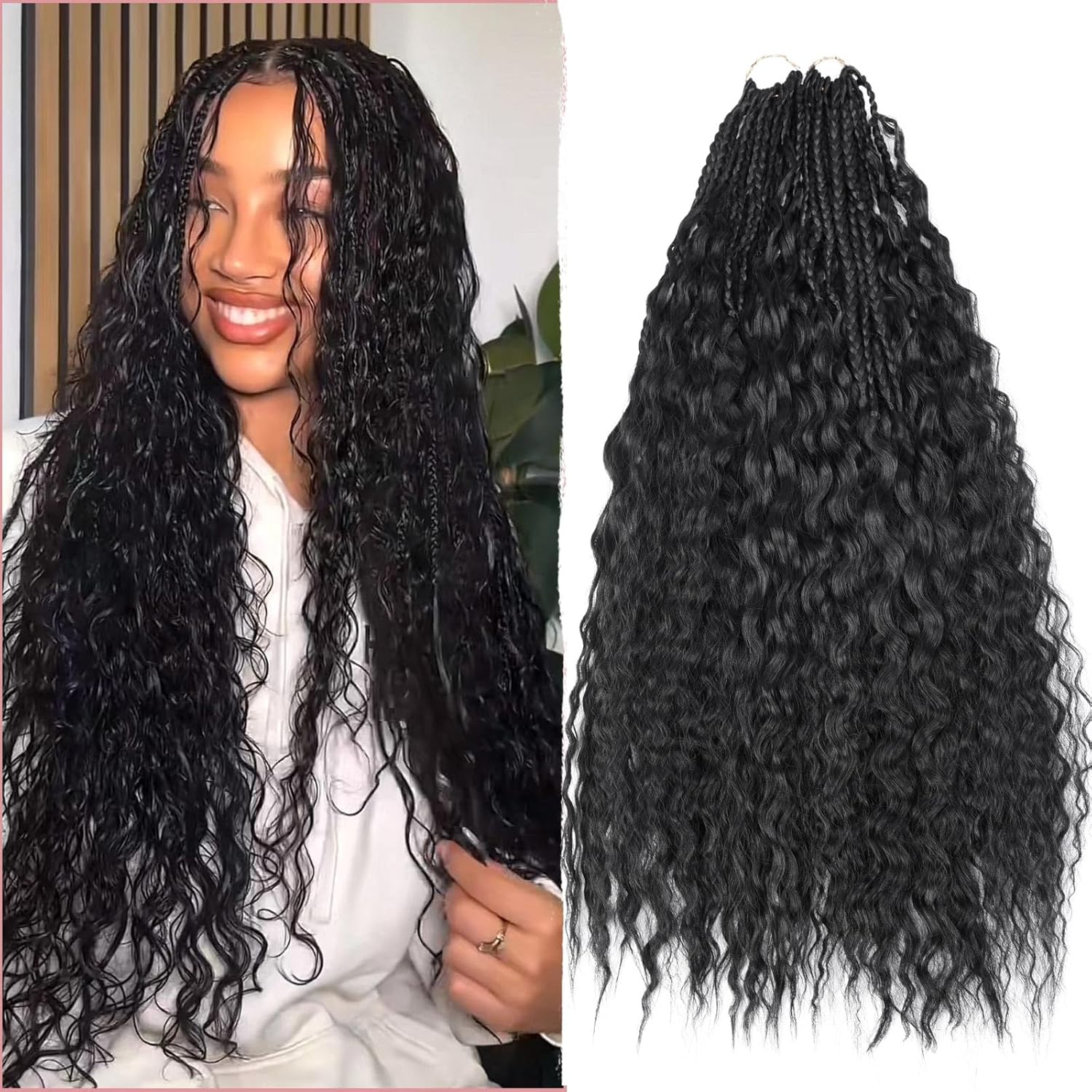 24 Inch Pre Looped Micro Curly Crochet Hair 6 Packs Honey Brown Brazilian Braid Curly Crochet Hair Extensions Water Wave Synthetic Deep Wave Crochet Hair For Black Women (350)