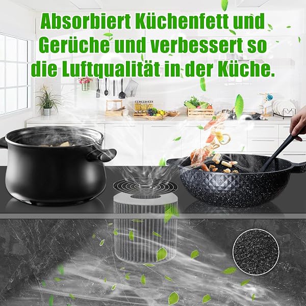 2 Aktivkohlefilter für Bora Pure PUAKF, Pure Aktivkohlefilter Kompatibel mit Umluftkochfeld PURU oder PUXU, 5-Layer Filtration System für Bora Filter, Hochelastisch und Geruchshemmen - 5