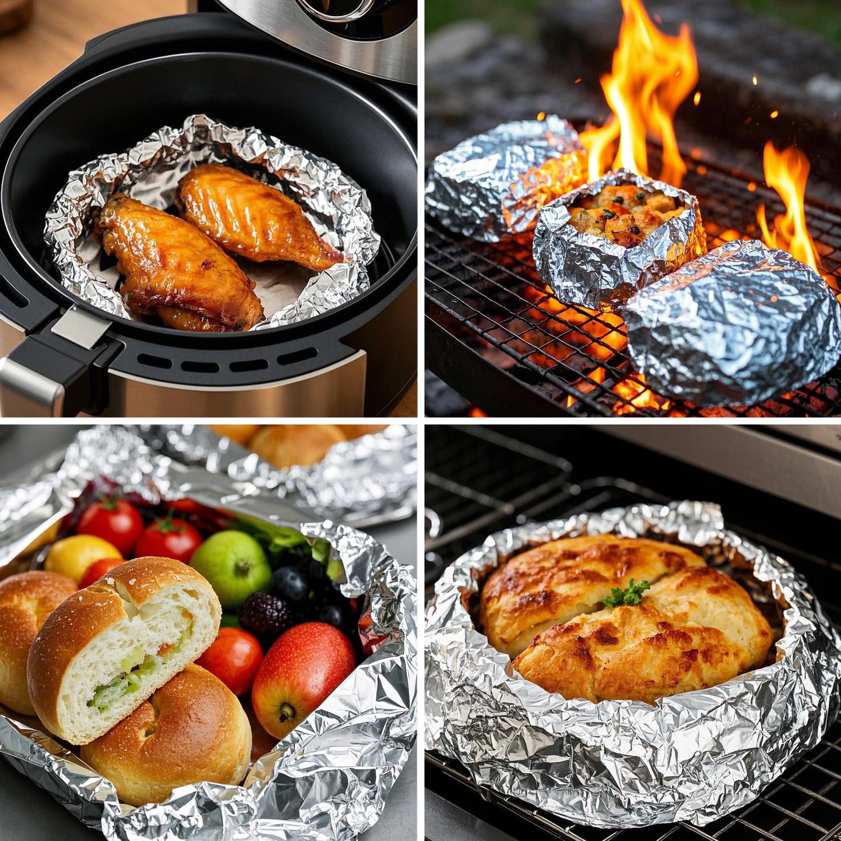 Carta Alluminio Extra Resistente – Spessore 20 Micron – 30 cm x 60 m – Per Airfryer, Forno & Barbecue – Con Taglierino Integrato – Qualità Professionale