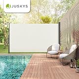 Juskys Store latéral 160 x 500 cm Extensible et Opaque, Brise-Vue pour Balcon, terrasse et Jardin, Auvent latéral avec Support Mural, Protection Solaire en Acier & Tissu Impermeable - Beige - 8