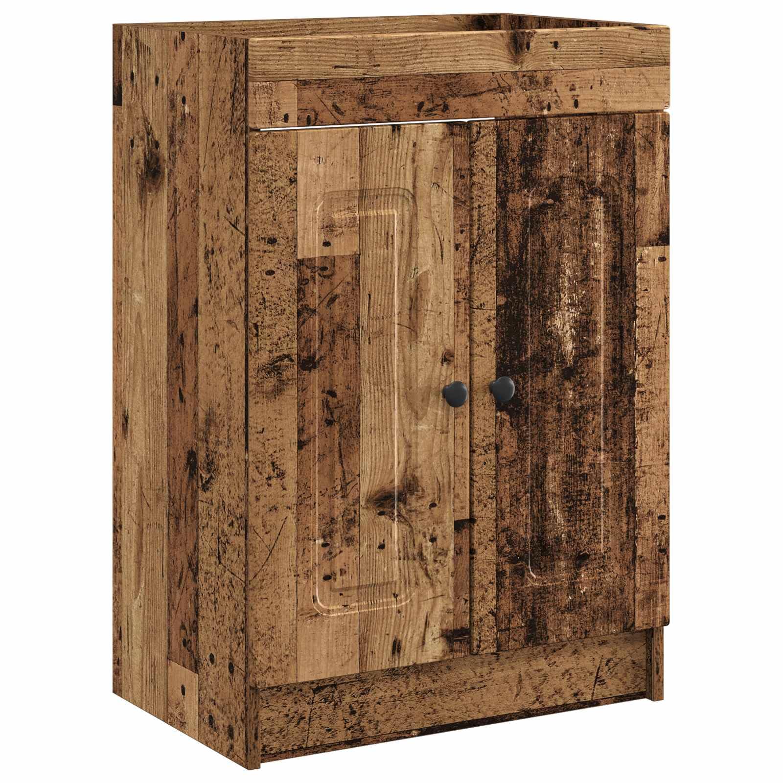 Set di mobili da bagno in legno anticato, 78,5 x 37,5 x 81 cm, in legno con lavabo, lavandino, armadietto sottolavello, armadietto per ristrutturazione del bagno