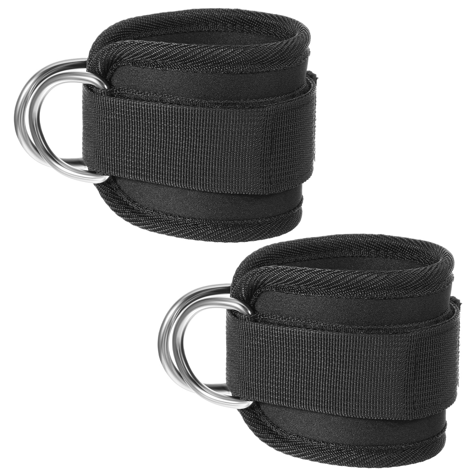 KFHENSOMR 2pcs Ankles Lifting Straps Padded Ankle Straps for Cable Machines Women Wrist Ankle Resistance Cuffs Bands Comfortable Adjustable Cuff D-Ring Glute Kickback Ideal for Glutes Exercises Men