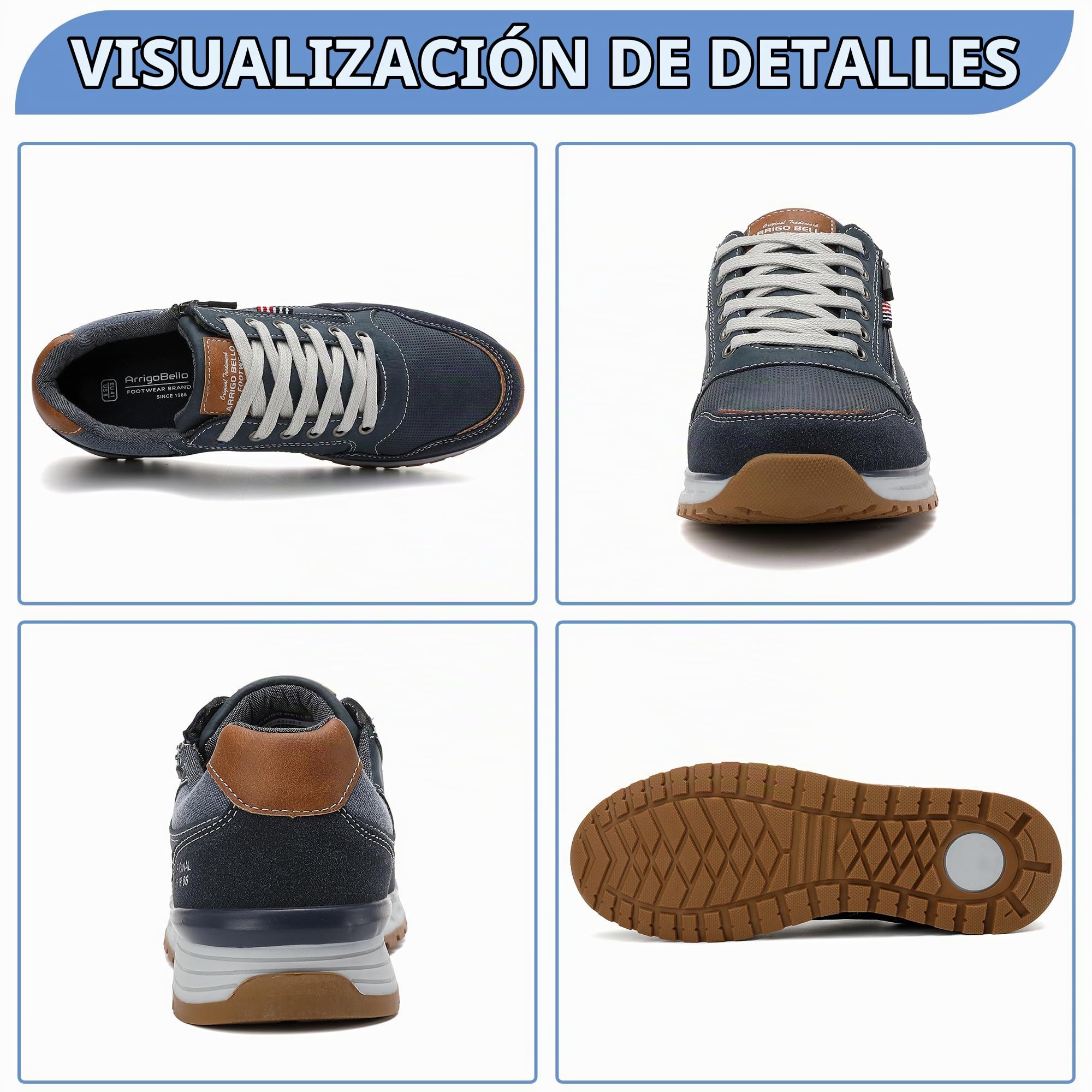 ARRIGO BELLO Zapatillas Hombre Zapatos Vestir Casual Deportivas Transpirables Gimnasio Correr Sneakers Talla 41-46(B Azul,Numeric_42)