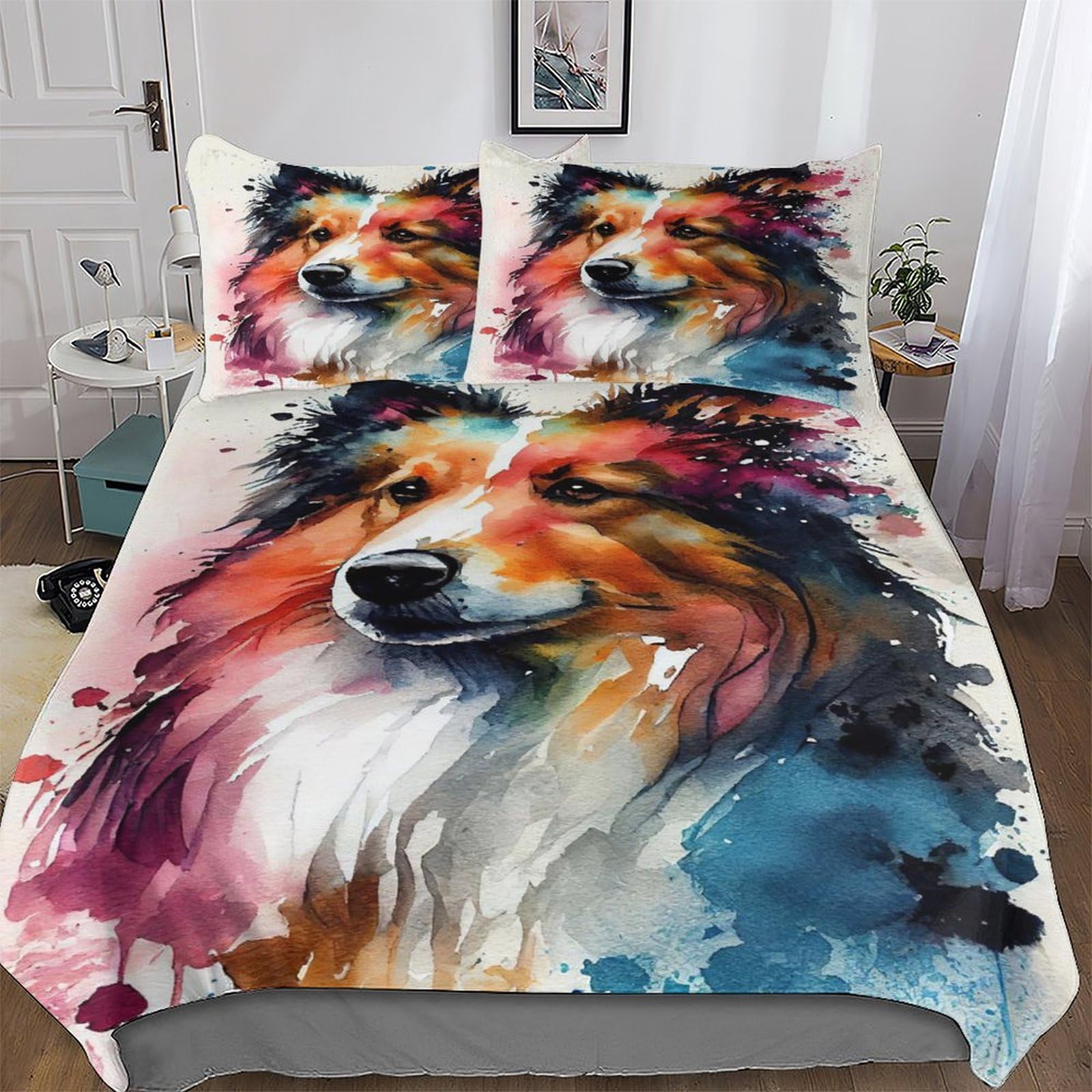 Parure de lit pour enfant et adulte en microfibre douce motif chien 3D